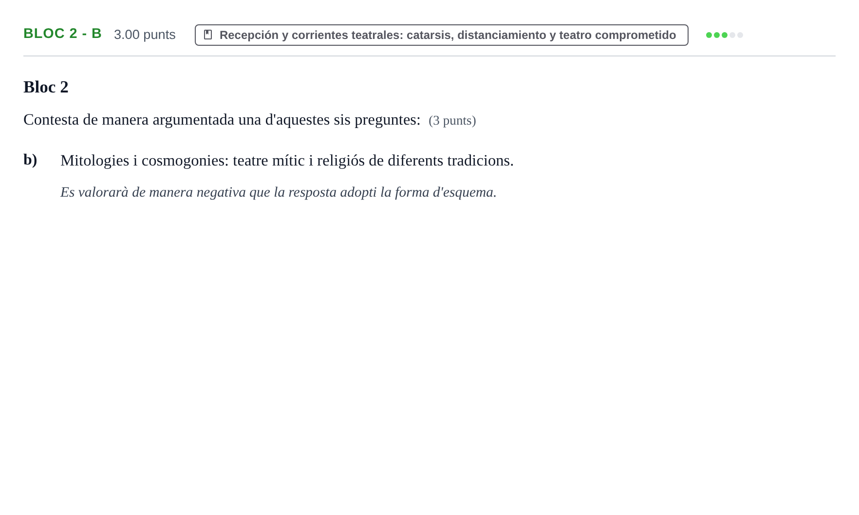 Enunciado: Ejercicio Bloc 2 - b · Literatura Dramática PAU Baleares Ordinaria 2024