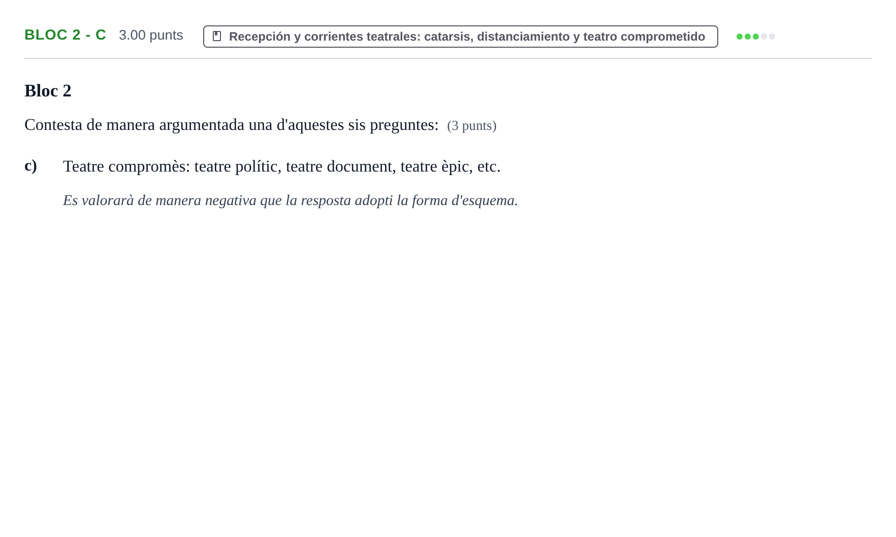 Enunciado: Ejercicio Bloc 2 - c · Literatura Dramática PAU Baleares Ordinaria 2024