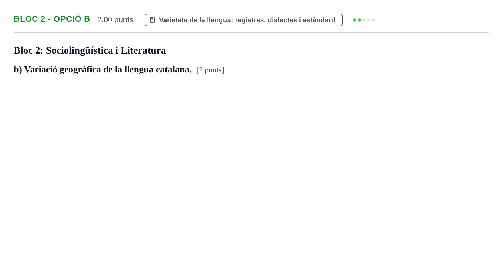 Enunciado: Ejercicio Bloc 2 - Opció b · Lengua Catalana y Literatura II PAU Baleares Extraordinaria 2024