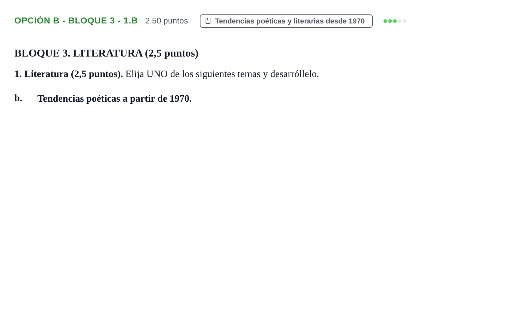 Enunciado: Opción B - Bloque 3 - 1.b · Lengua Castellana y Literatura II PAU Baleares Ordinaria 2024
