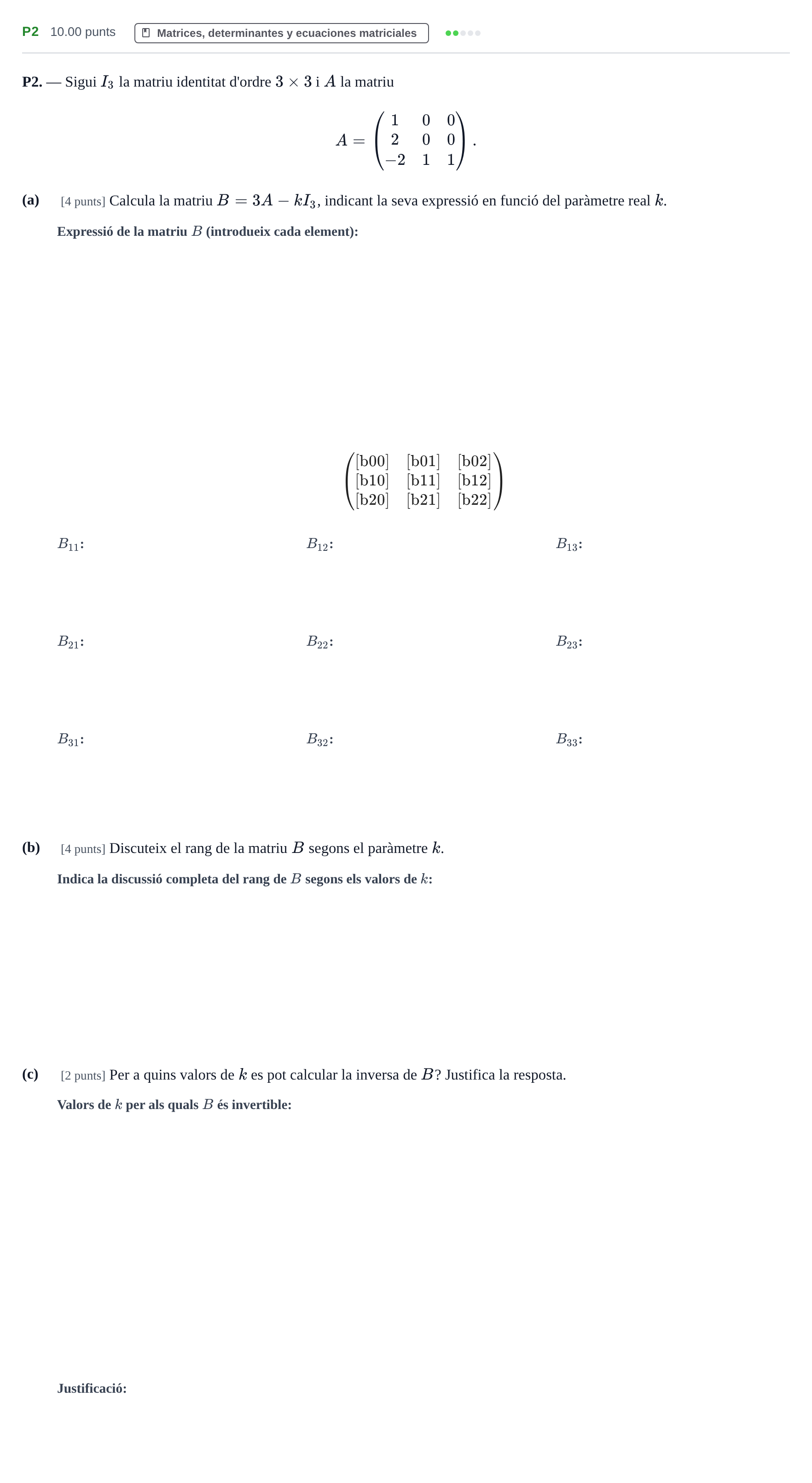 Enunciado: Ejercicio P2 · Matemáticas II PAU Baleares Extraordinaria 2024