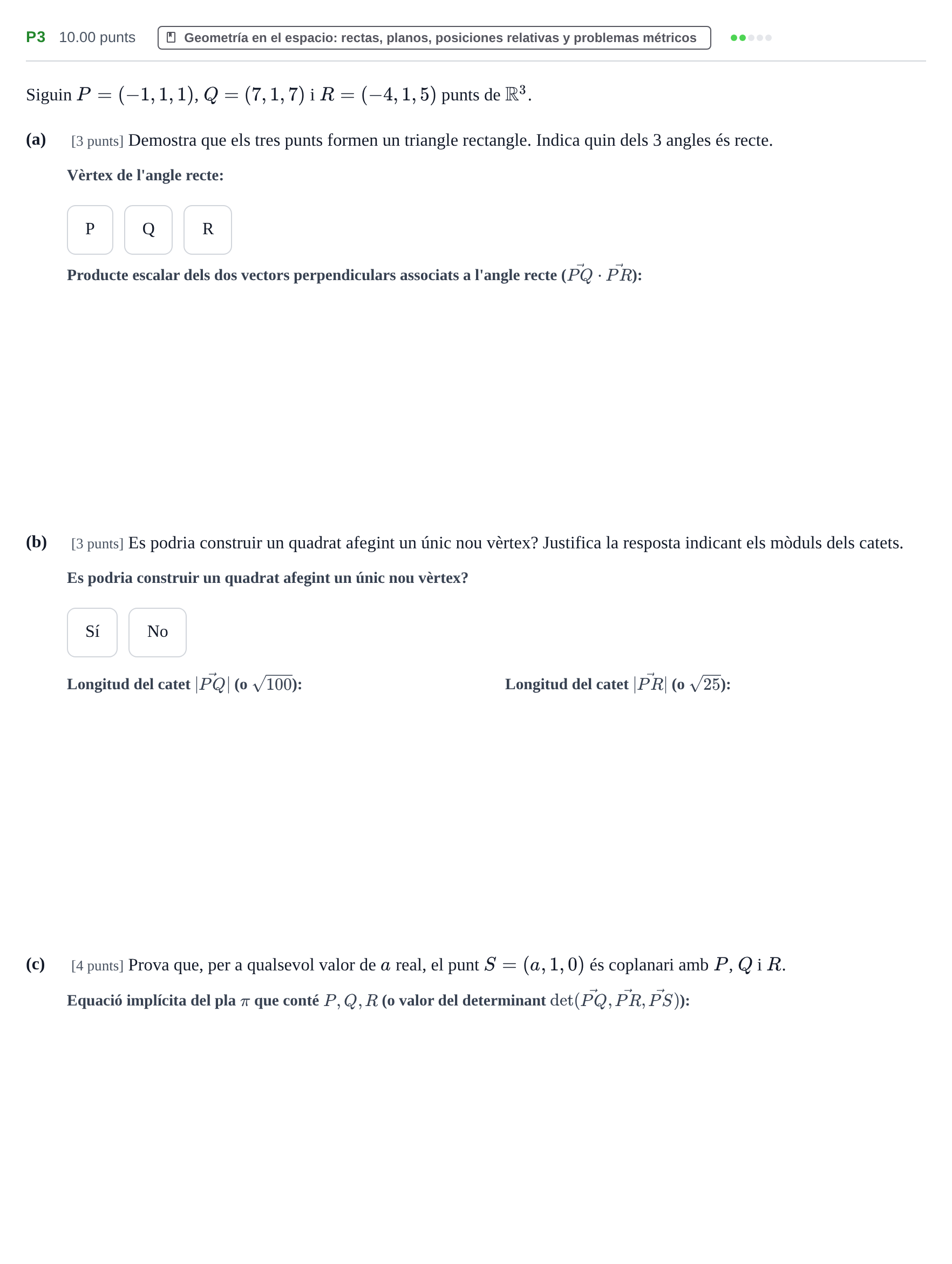 Enunciado: Ejercicio P3 · Matemáticas II PAU Baleares Extraordinaria 2024