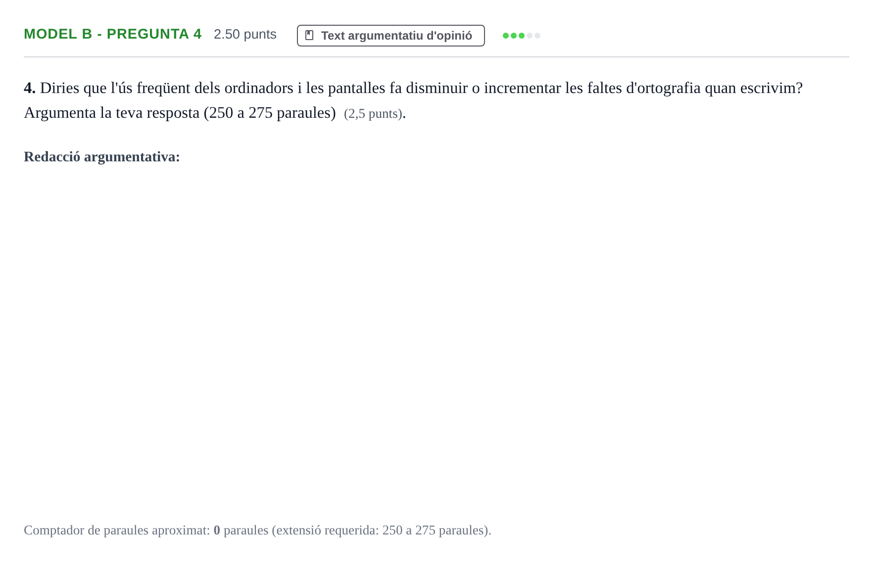 Enunciado: Ejercicio Model B - Pregunta 4 · Lengua Catalana y Literatura II PAU Baleares Ordinaria 2024