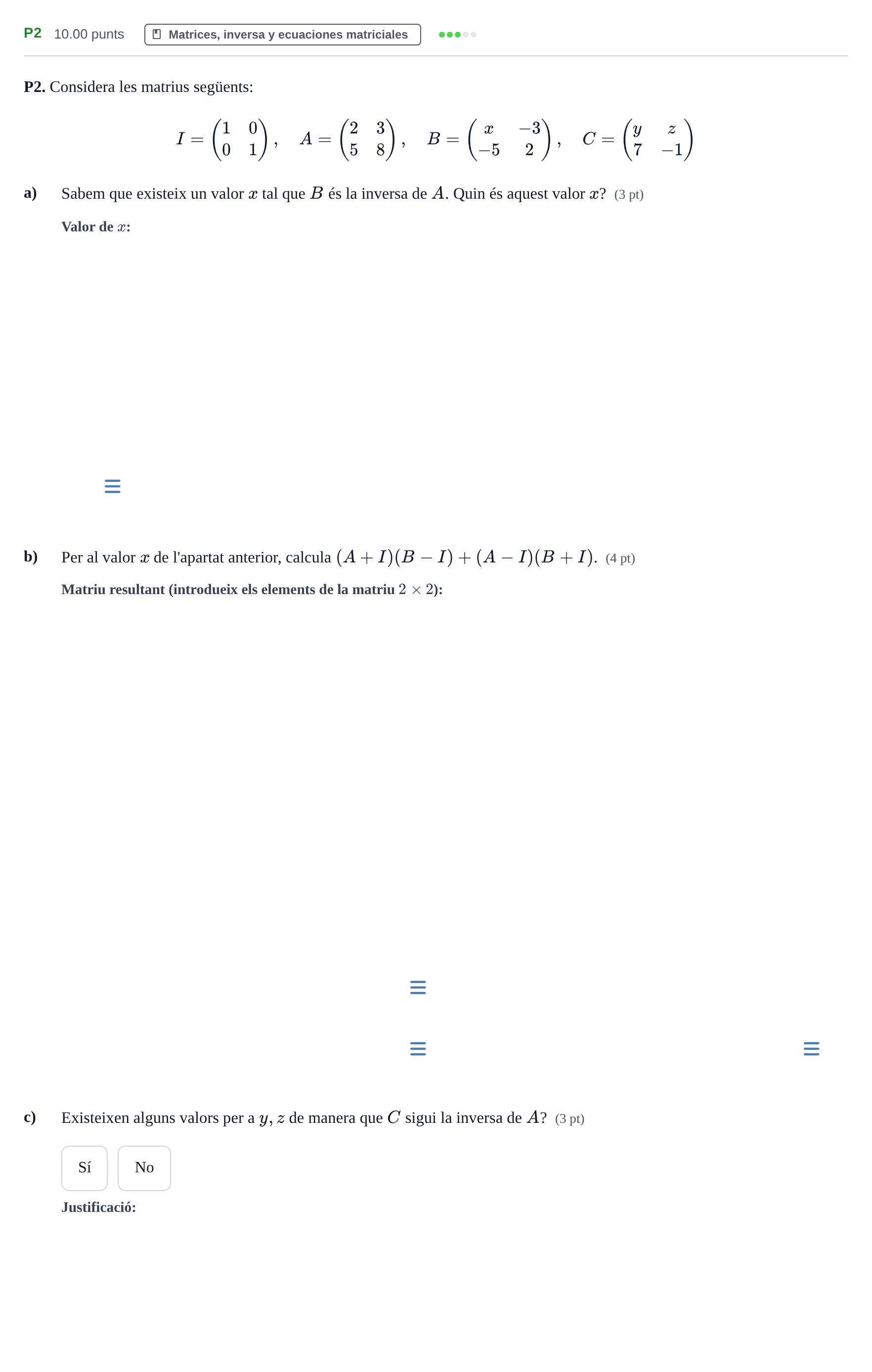 Enunciado: Ejercicio P2 · Matemáticas aplicadas a las Ciencias Sociales II PAU Baleares Extraordinaria 2024