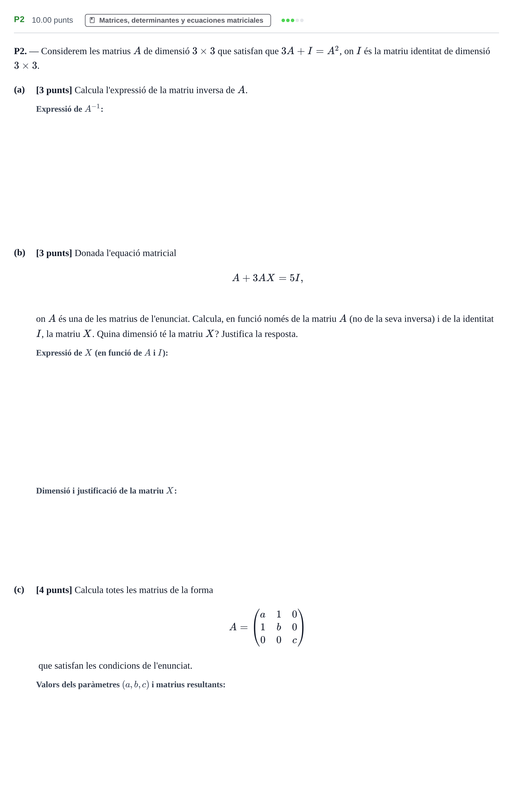 Enunciado: Ejercicio P2 · Matemáticas II PAU Baleares Ordinaria 2024
