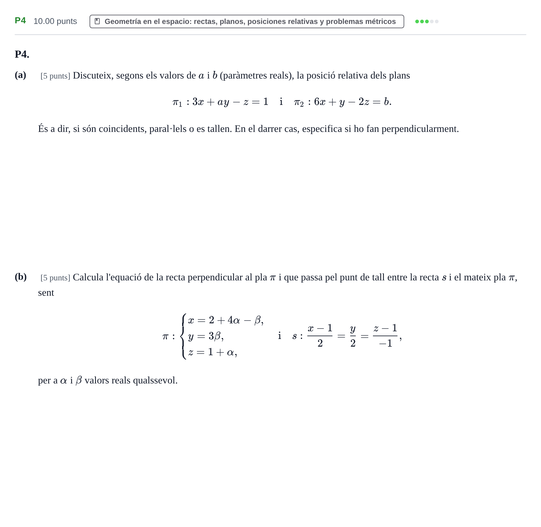 Enunciado: Ejercicio P4 · Matemáticas II PAU Baleares Ordinaria 2024