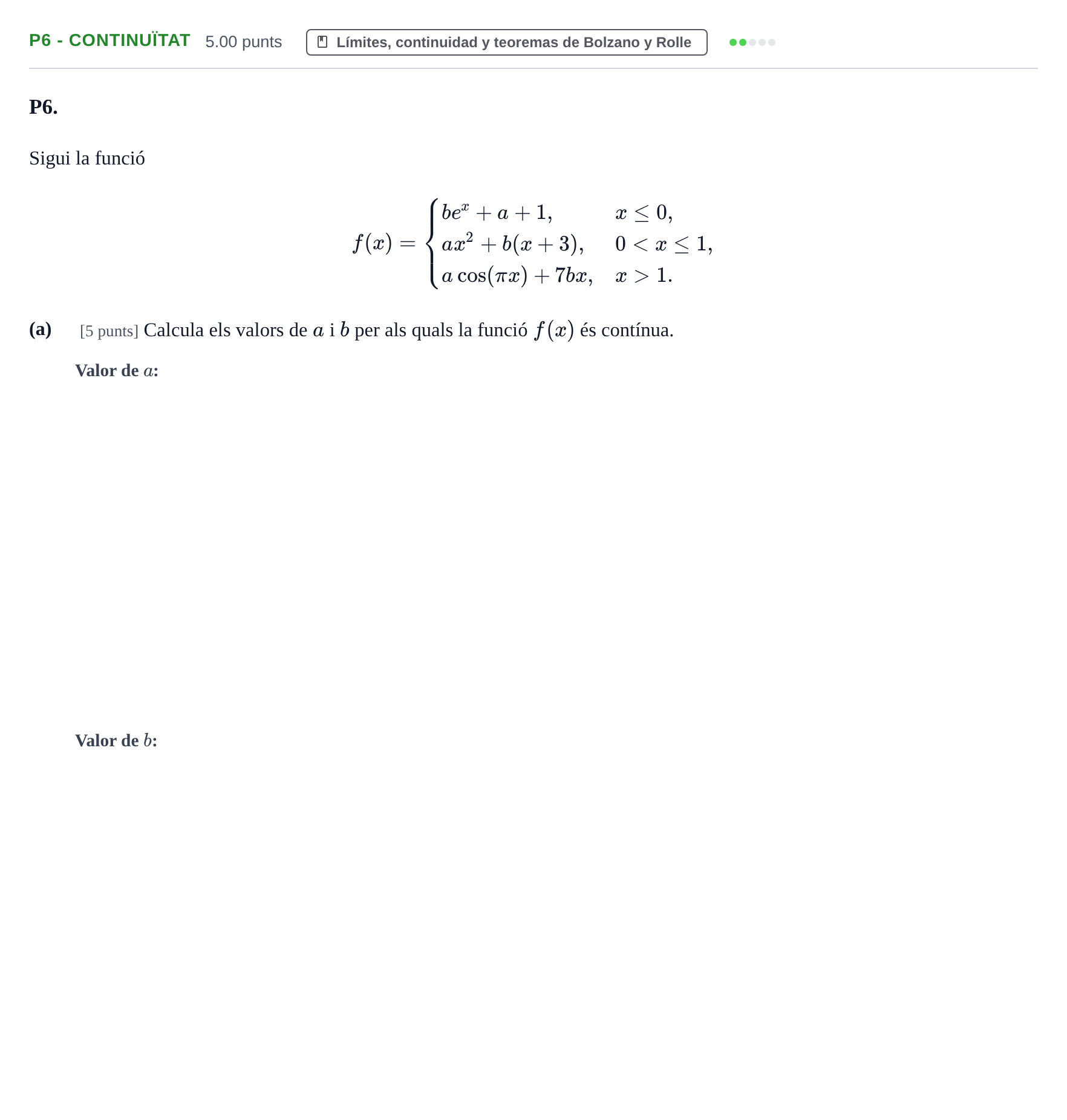 Enunciado: Ejercicio P6 - Continuïtat · Matemáticas II PAU Baleares Ordinaria 2024