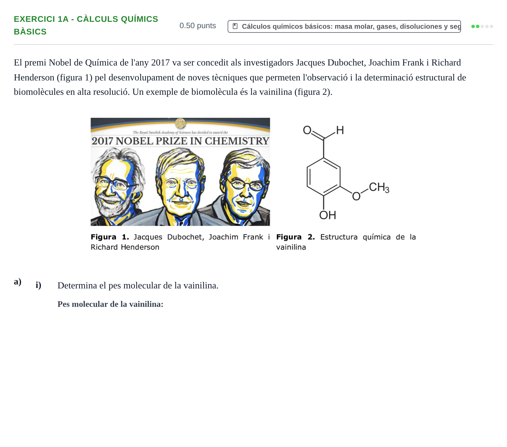 Enunciado: Ejercicio 1A - Càlculs químics bàsics · Química PAU Baleares Ordinaria 2024