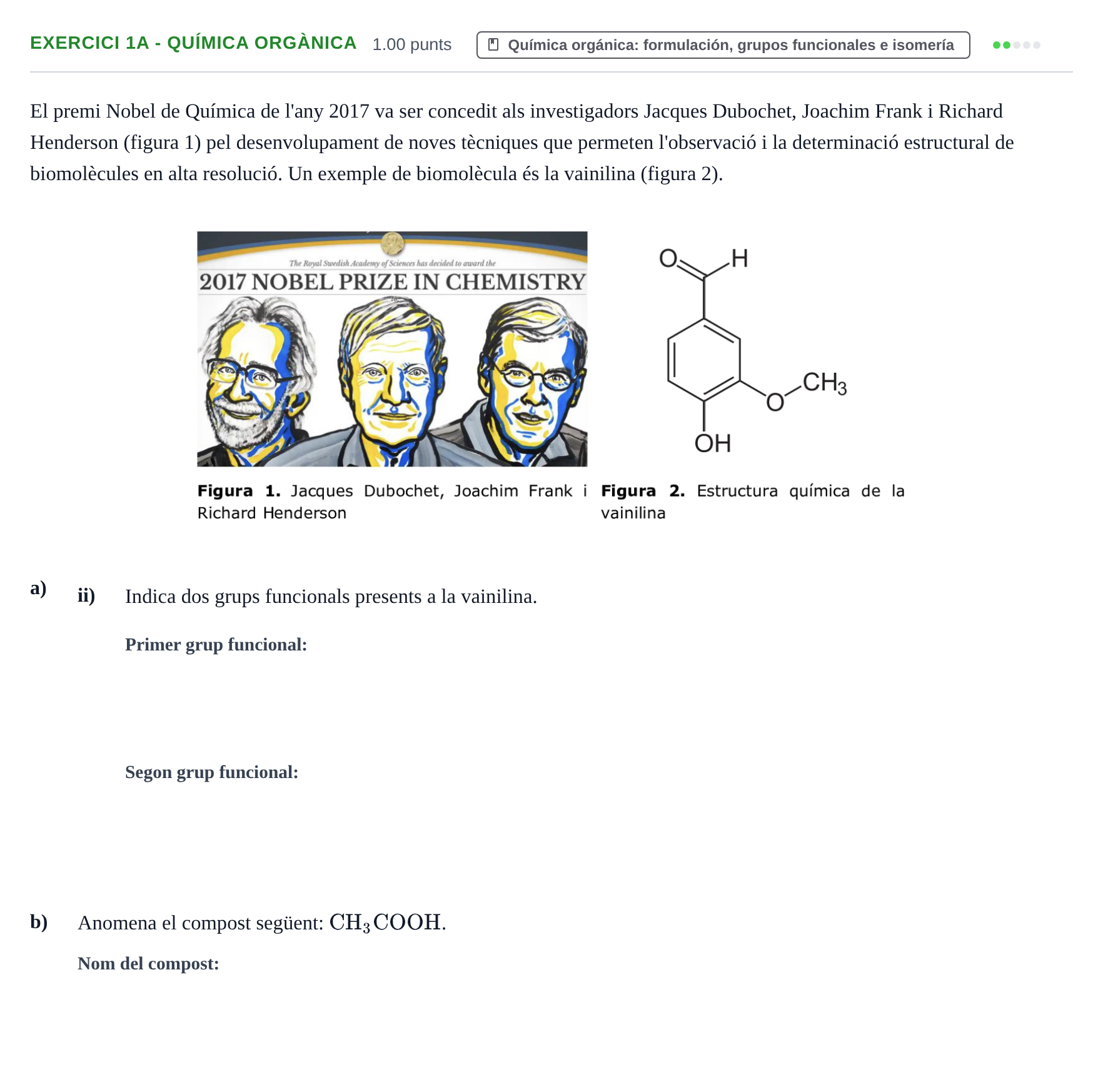 Enunciado: Ejercicio 1A - Química orgànica · Química PAU Baleares Ordinaria 2024