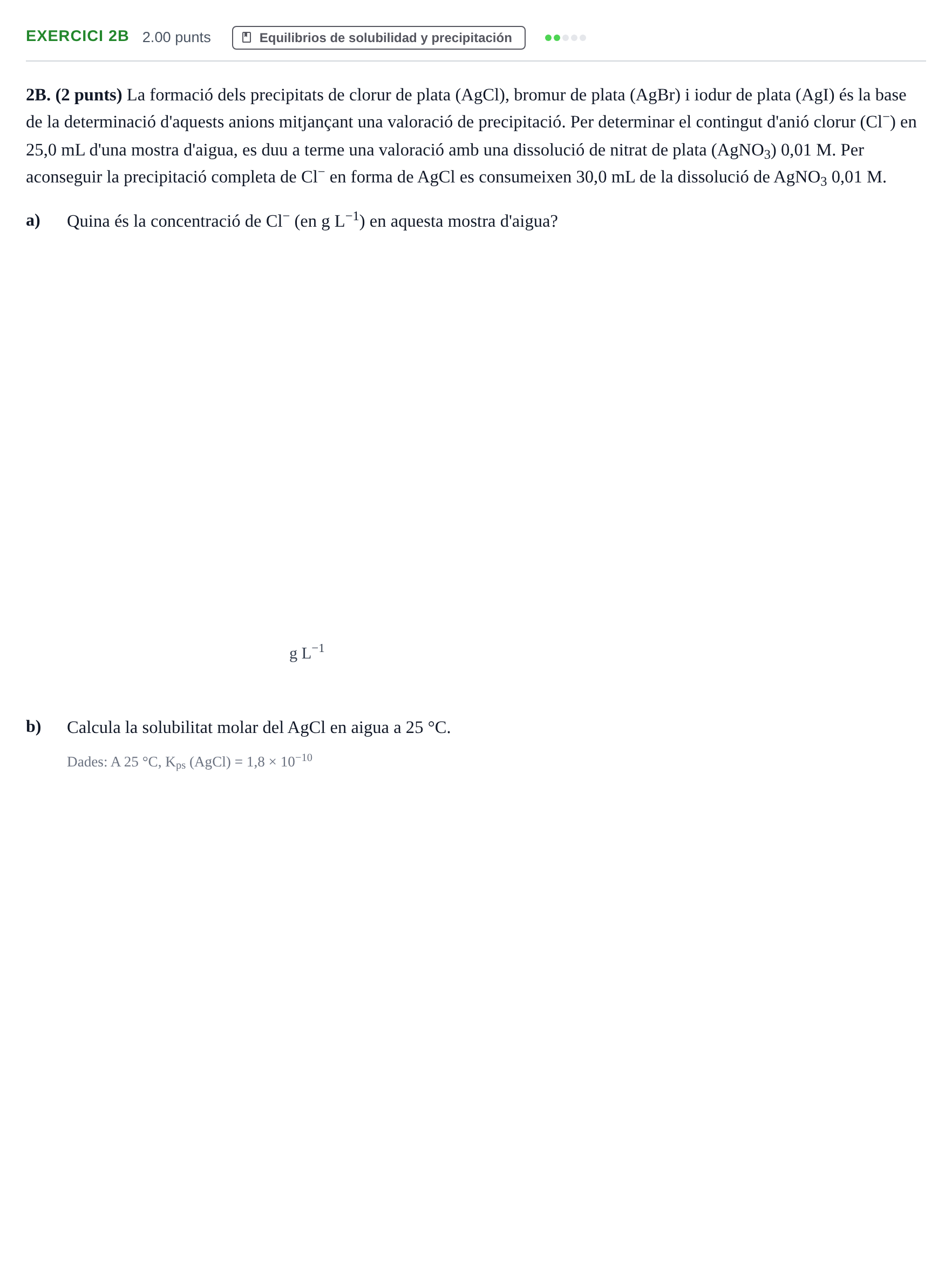 Enunciado: Ejercicio 2B · Química PAU Baleares Ordinaria 2024