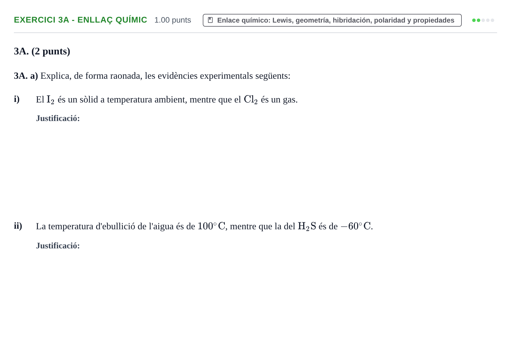 Enunciado: Ejercicio 3A - Enllaç químic · Química PAU Baleares Ordinaria 2024