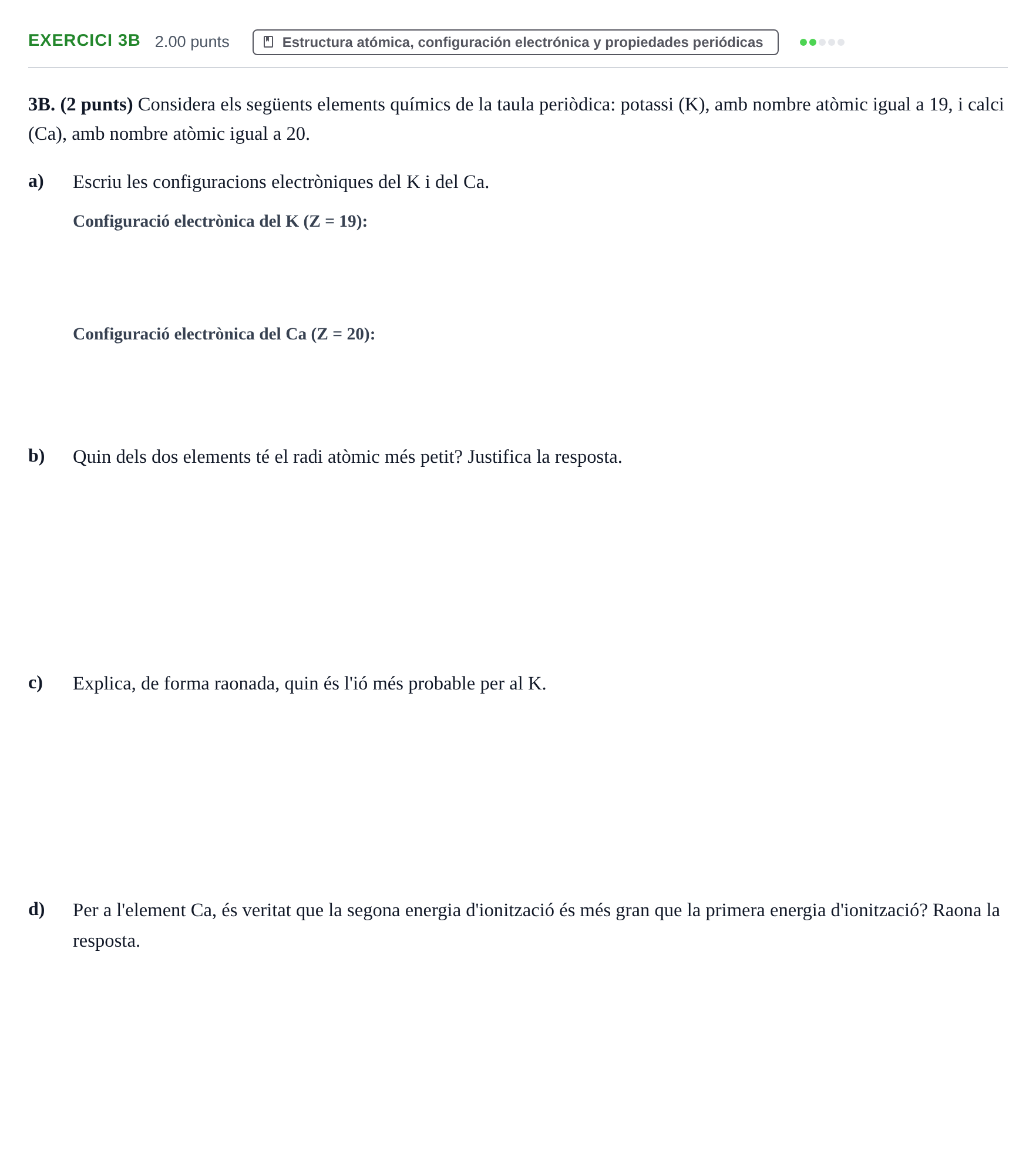 Enunciado: Ejercicio 3B · Química PAU Baleares Ordinaria 2024