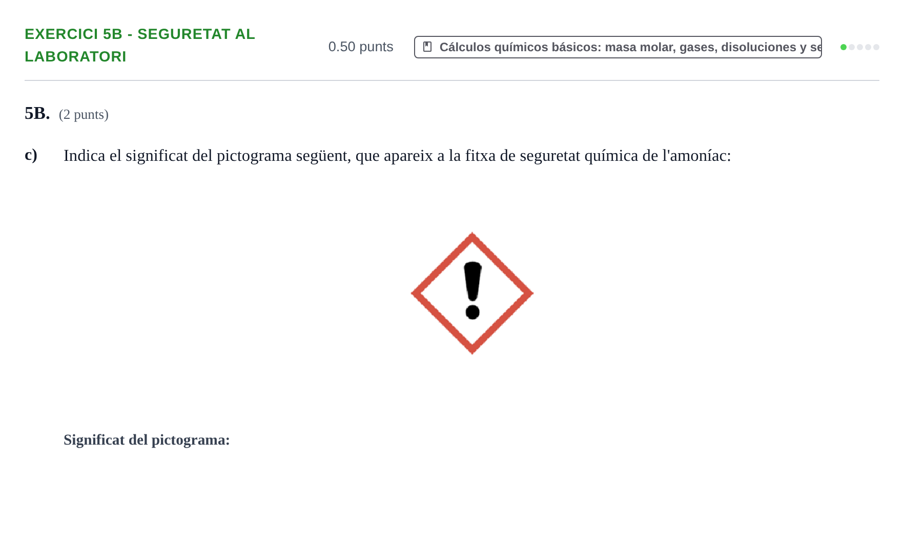 Enunciado: Ejercicio 5B - Seguretat al laboratori · Química PAU Baleares Ordinaria 2024