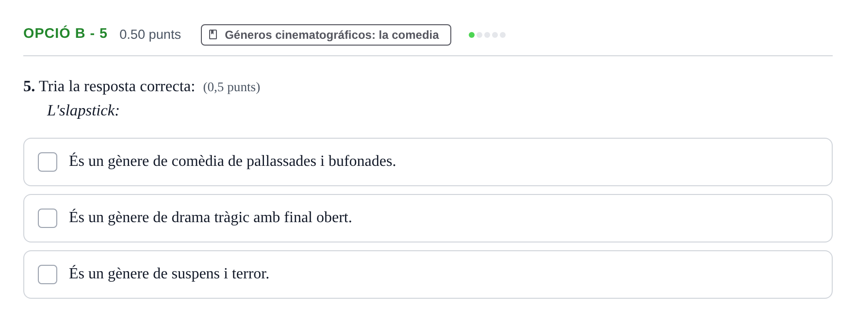 Enunciado: Ejercicio Opció B - 5 · Cultura Audiovisual II PAU Baleares Extraordinaria 2023