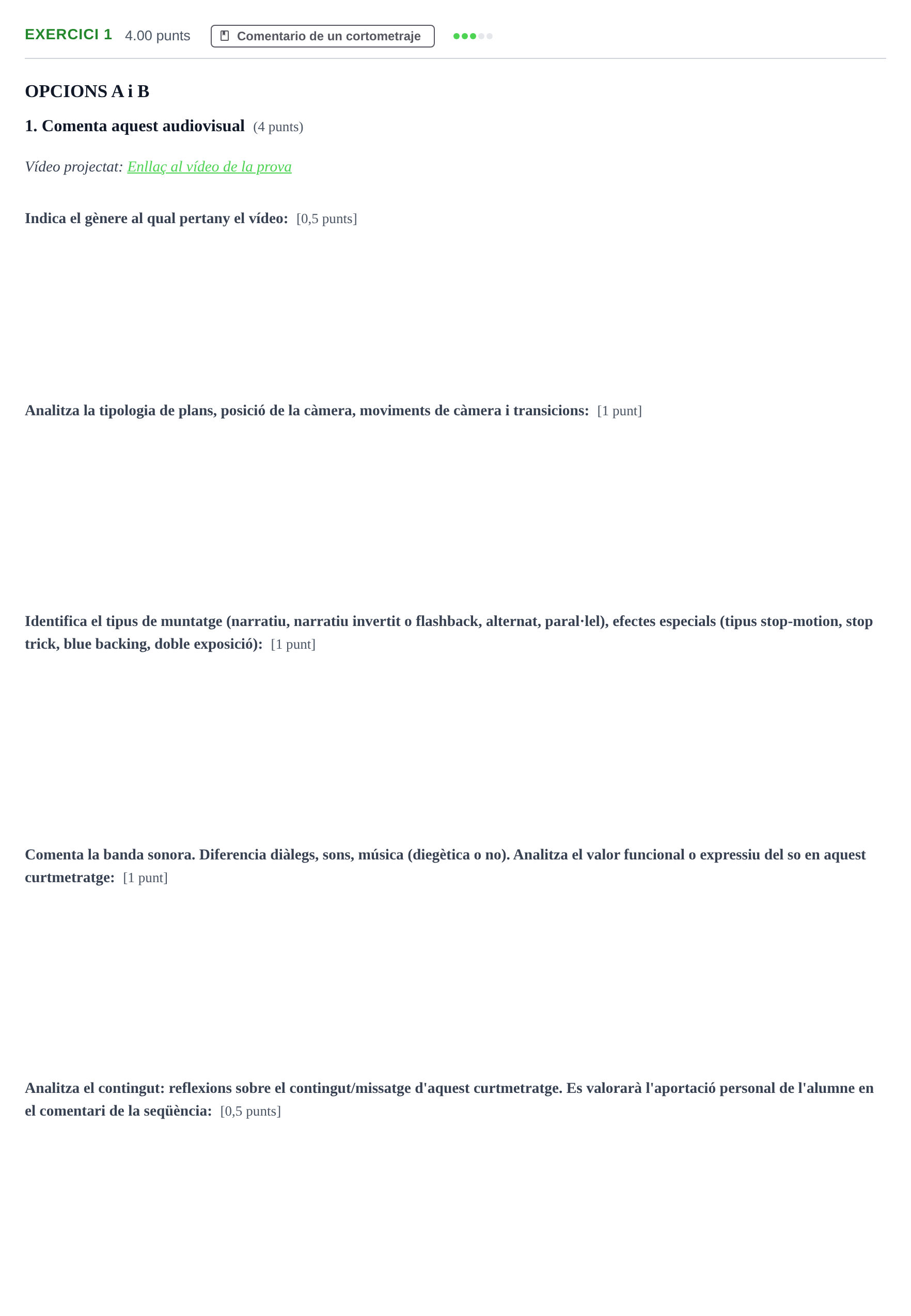 Enunciado: Problema 1 · Cultura Audiovisual II PAU Baleares Extraordinaria 2023