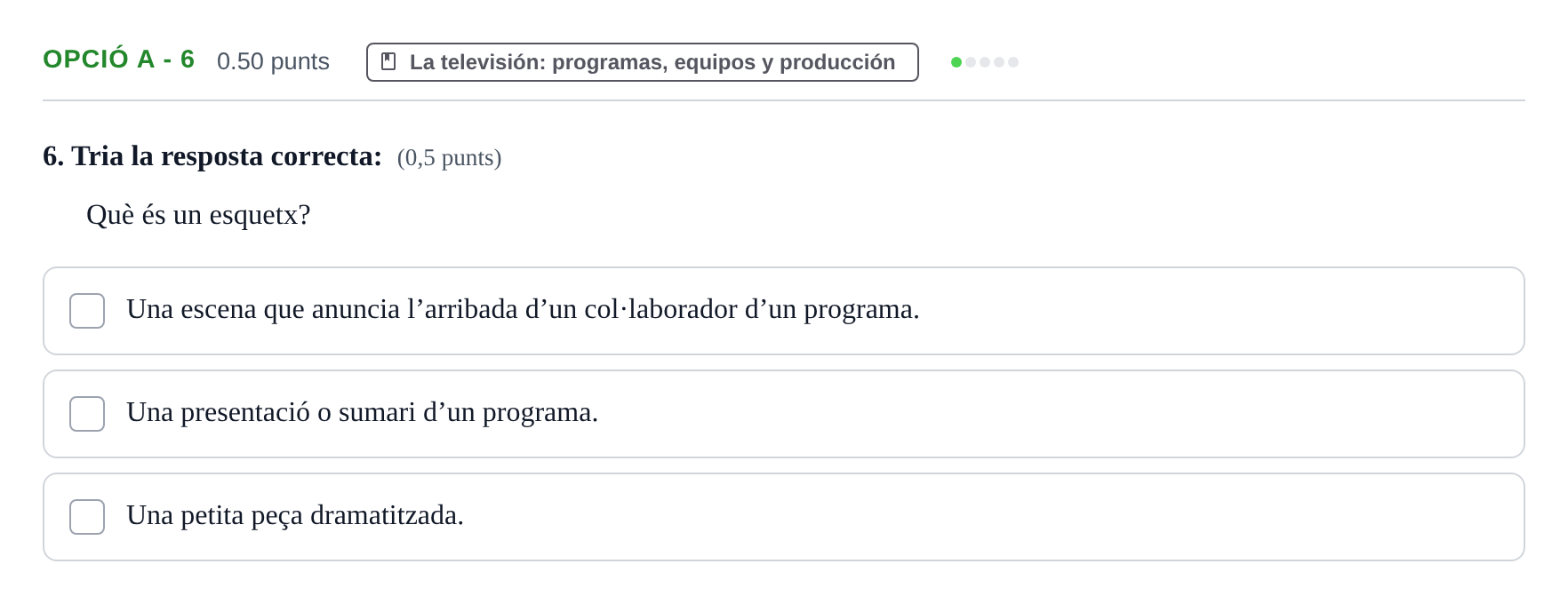 Enunciado: Ejercicio Opció A - 6 · Cultura Audiovisual II PAU Baleares Ordinaria 2023