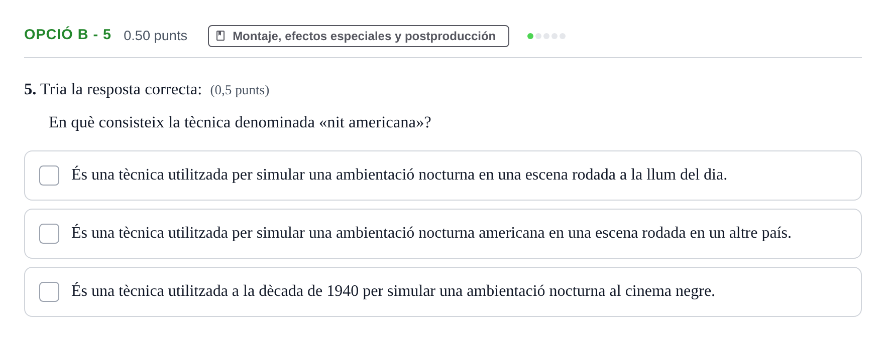 Enunciado: Ejercicio Opció B - 5 · Cultura Audiovisual II PAU Baleares Ordinaria 2023