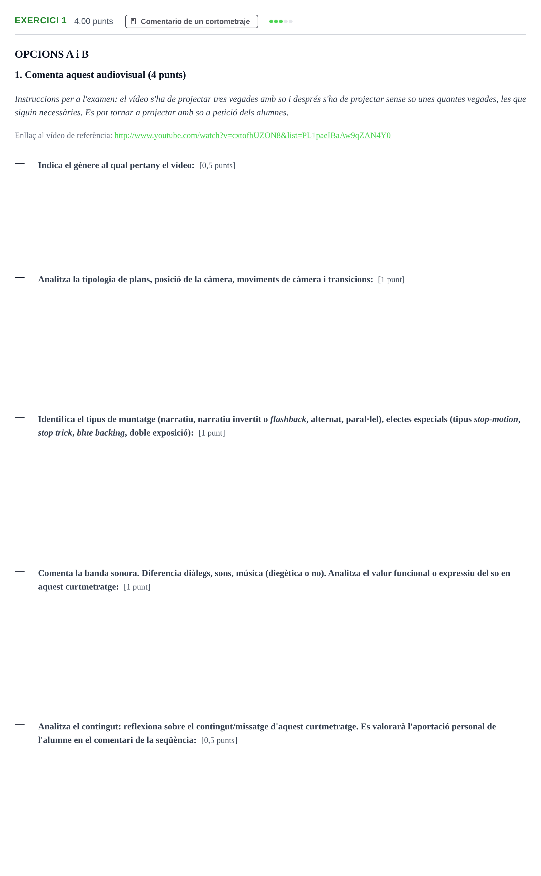 Enunciado: Problema 1 · Cultura Audiovisual II PAU Baleares Ordinaria 2023