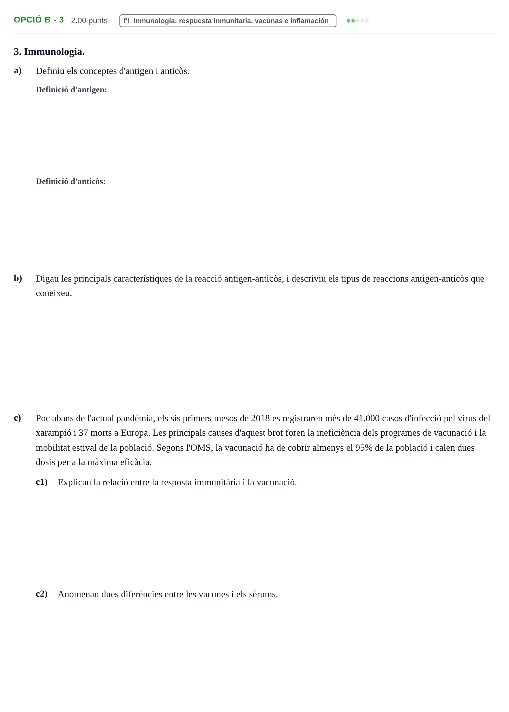 Enunciado: Ejercicio Opció B - 3 · Biología PAU Baleares Extraordinaria 2023