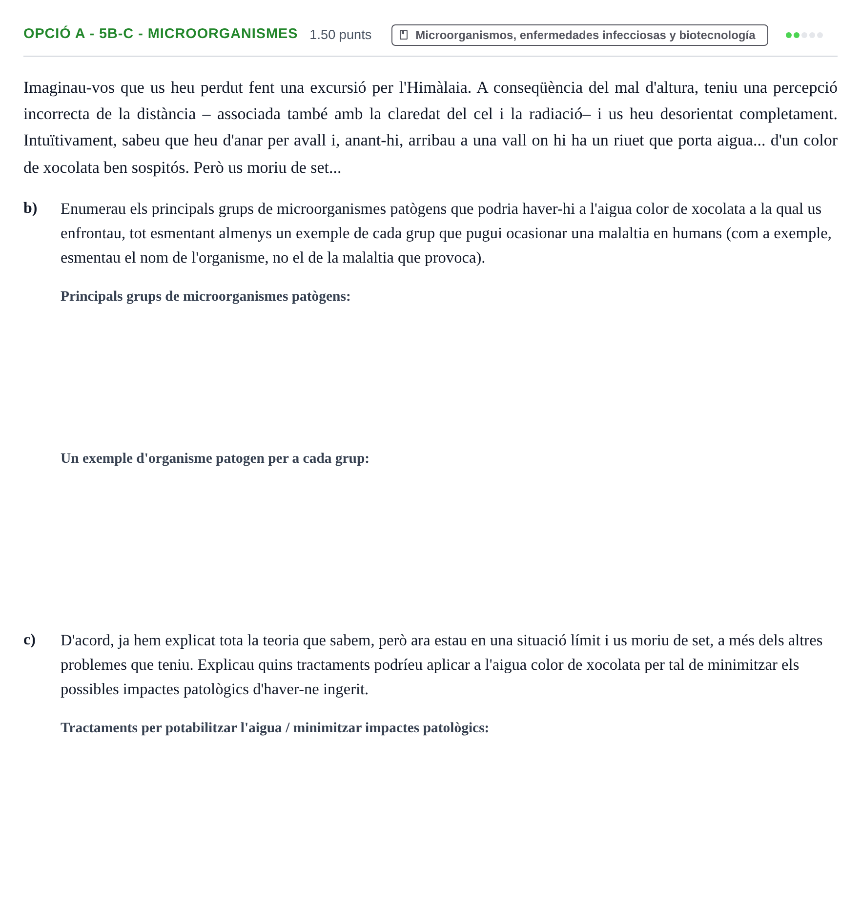 Enunciado: Ejercicio Opció A - 5b-c - Microorganismes · Biología PAU Baleares Ordinaria 2023