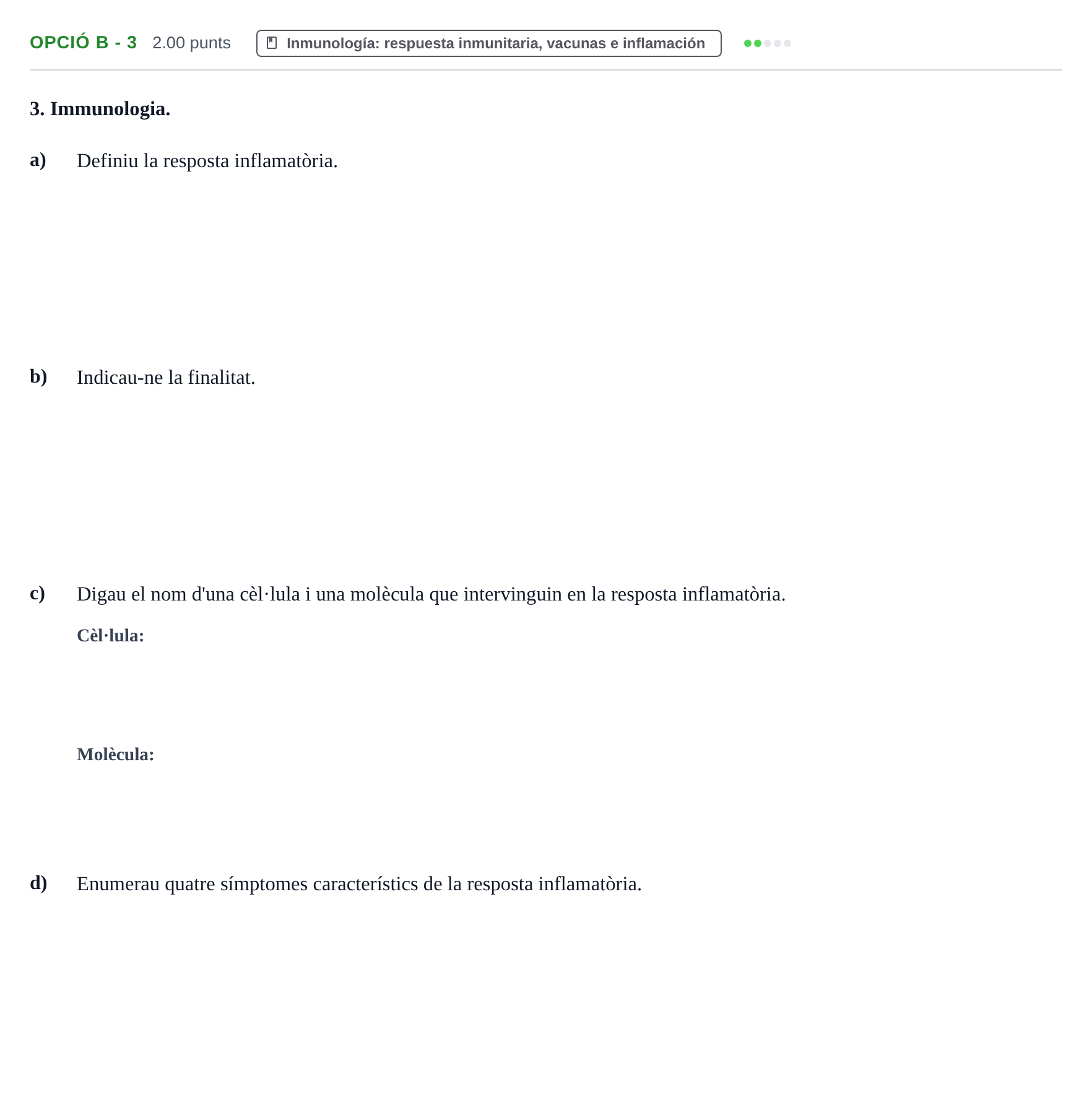 Enunciado: Ejercicio Opció B - 3 · Biología PAU Baleares Ordinaria 2023