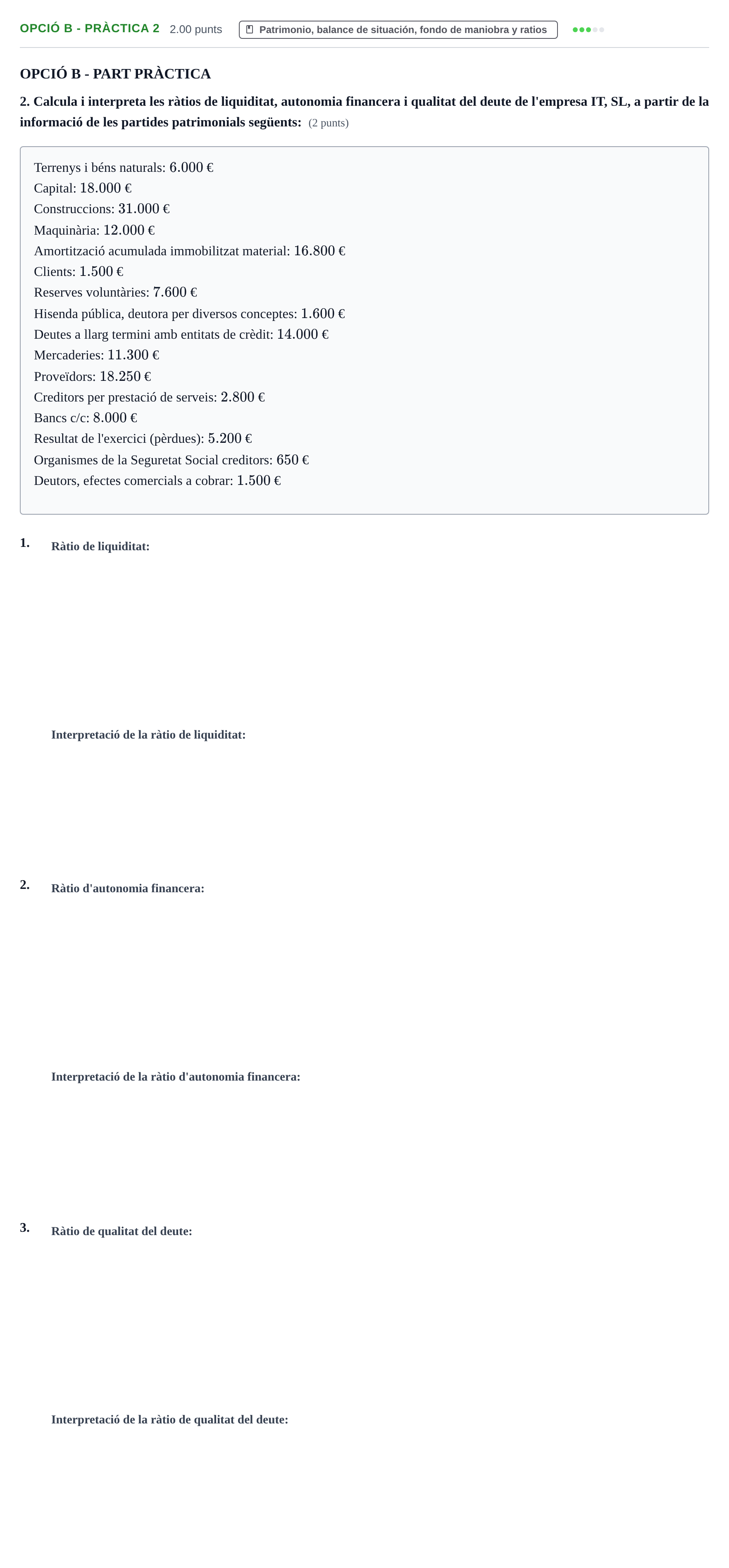 Enunciado: Ejercicio Opció B - Pràctica 2 · Empresa y Diseño de Modelos de Negocio PAU Baleares Extraordinaria 2023