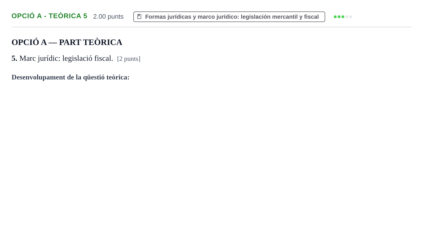 Enunciado: Ejercicio Opció A - Teòrica 5 · Empresa y Diseño de Modelos de Negocio PAU Baleares Ordinaria 2023
