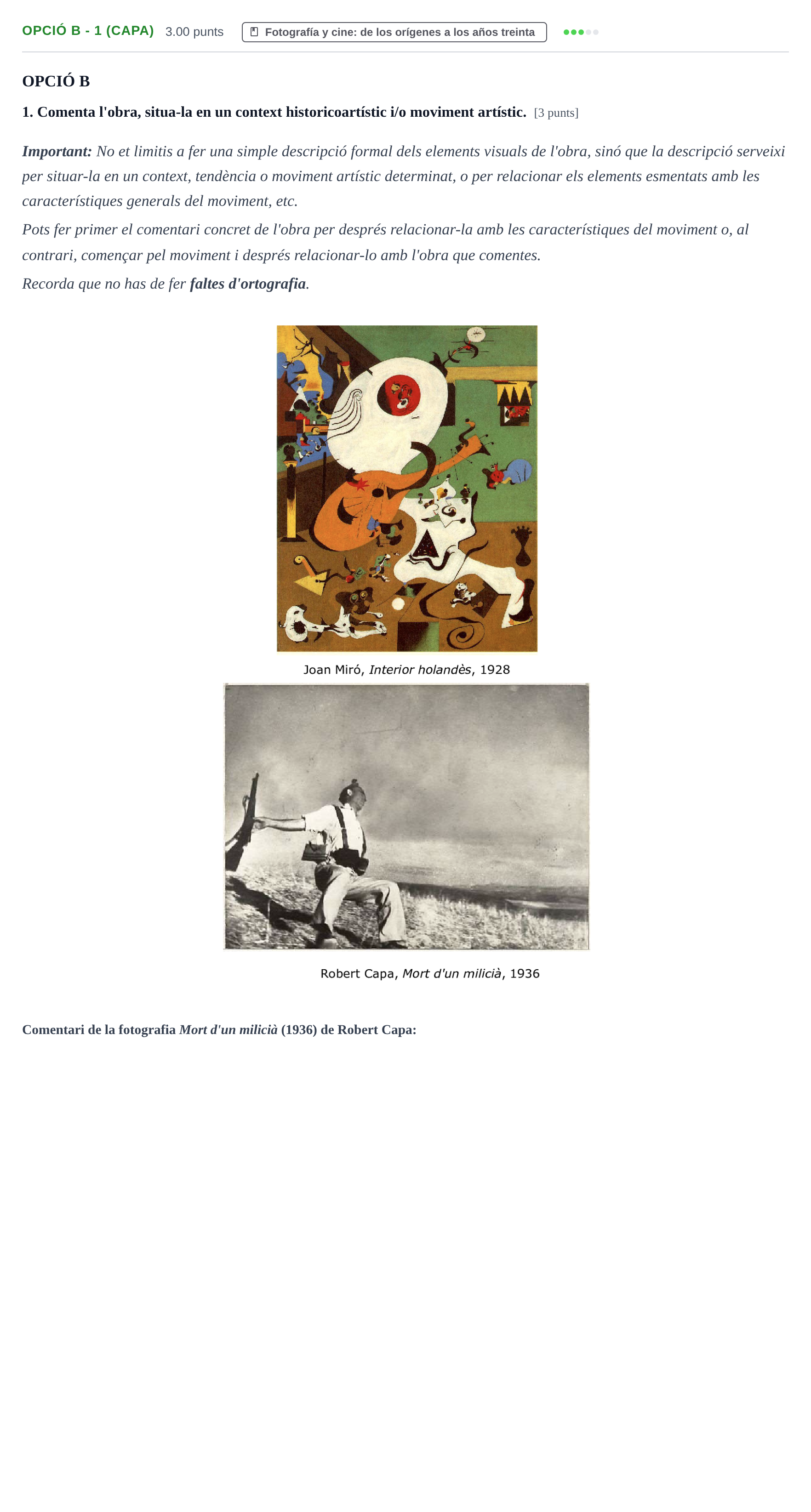 Enunciado: Ejercicio Opció B - 1 (Capa) · Fundamentos Artísticos PAU Baleares Extraordinaria 2023