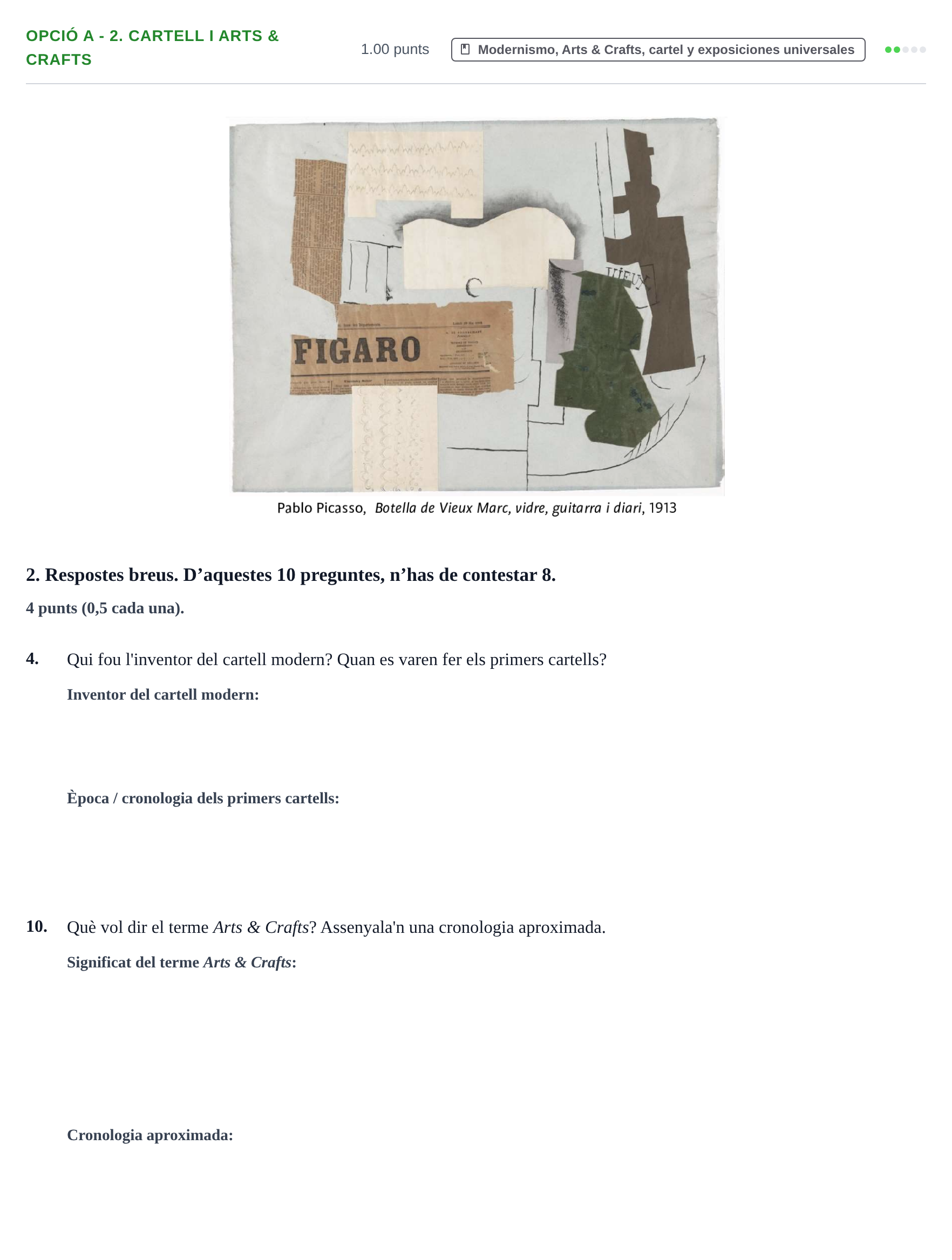 Enunciado: Ejercicio Opció A - 2. Cartell i Arts & Crafts · Fundamentos Artísticos PAU Baleares Ordinaria 2023
