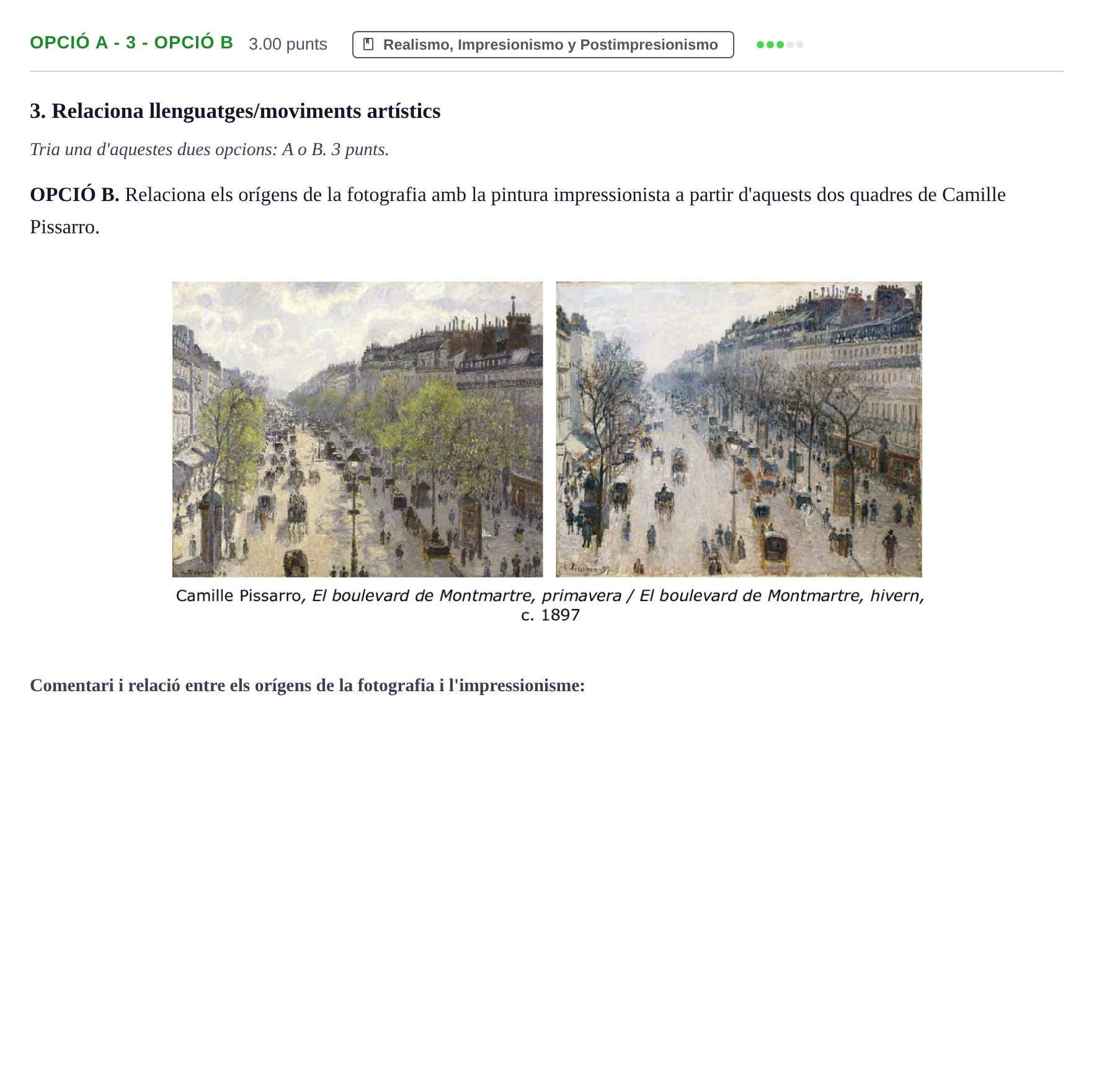Enunciado: Ejercicio Opció A - 3 - Opció B · Fundamentos Artísticos PAU Baleares Ordinaria 2023