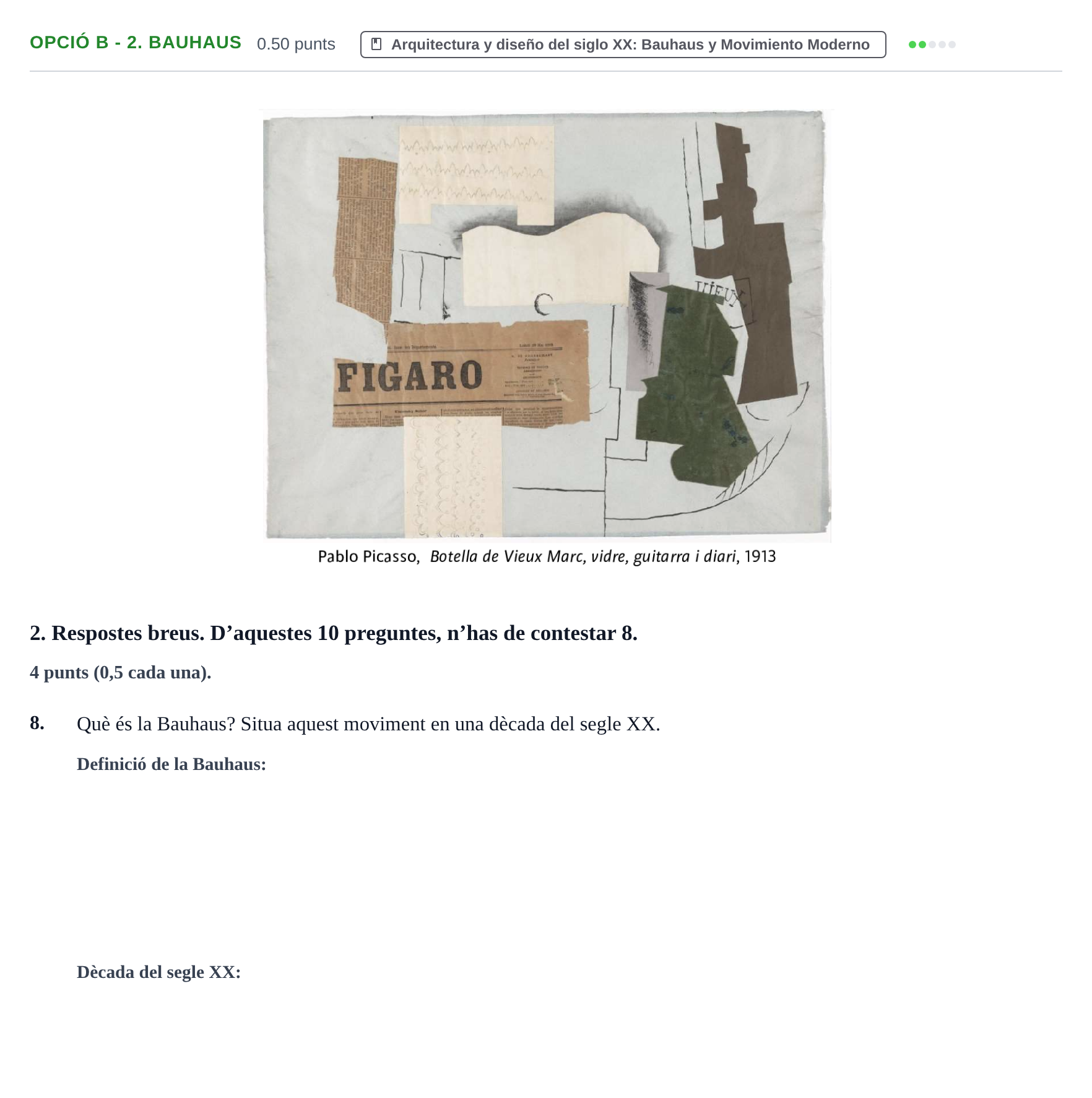 Enunciado: Ejercicio Opció B - 2. Bauhaus · Fundamentos Artísticos PAU Baleares Ordinaria 2023