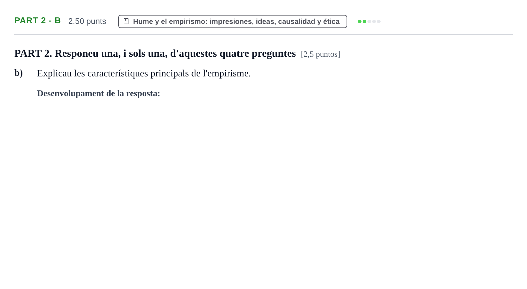 Enunciado: Part 2 - b · Historia de la Filosofía PAU Baleares Extraordinaria 2023