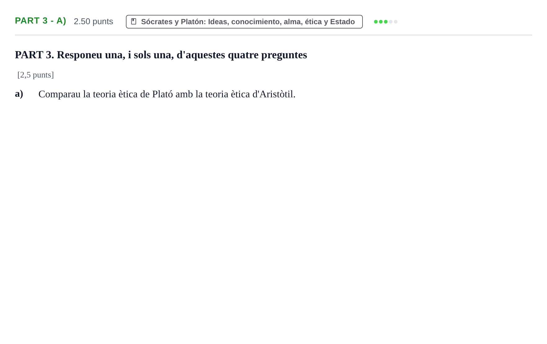 Enunciado: Part 3 - a) · Historia de la Filosofía PAU Baleares Ordinaria 2023