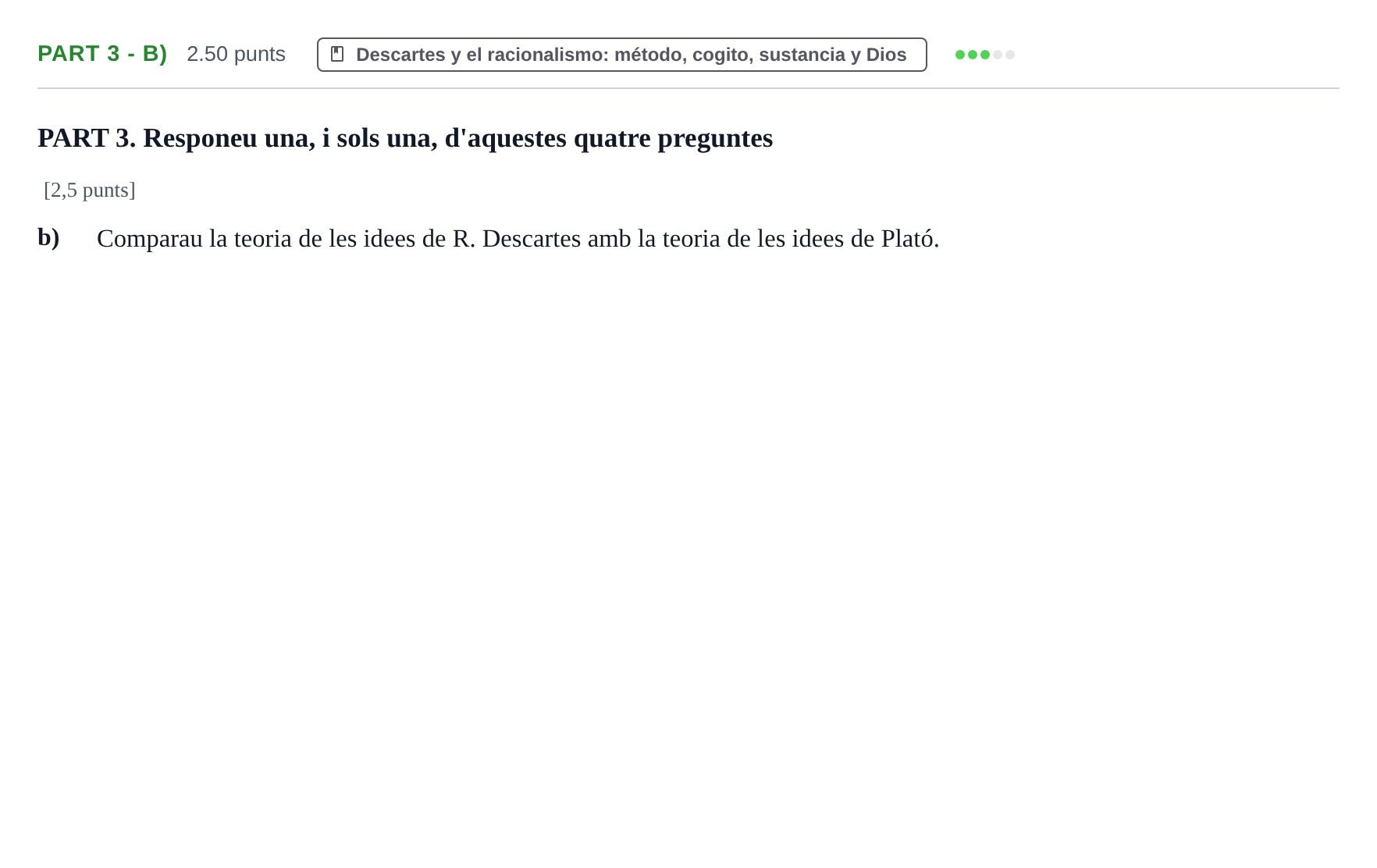 Enunciado: Part 3 - b) · Historia de la Filosofía PAU Baleares Ordinaria 2023