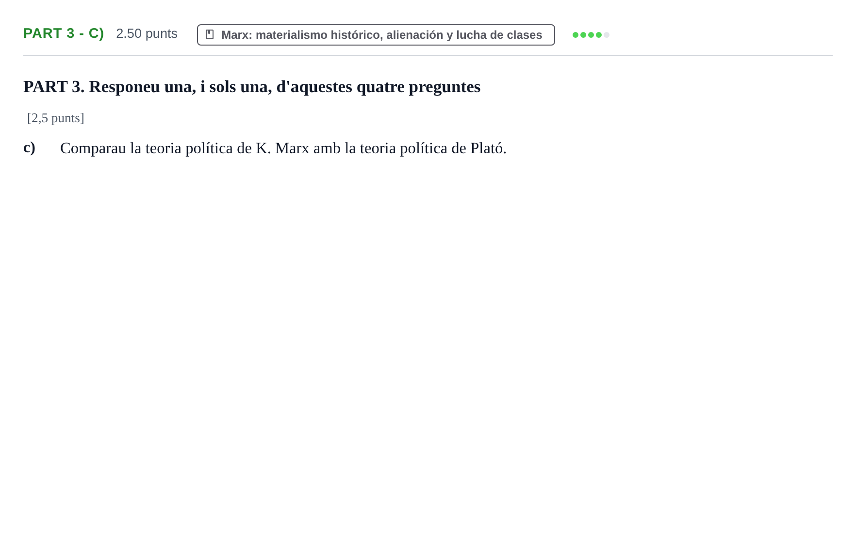 Enunciado: Part 3 - c) · Historia de la Filosofía PAU Baleares Ordinaria 2023