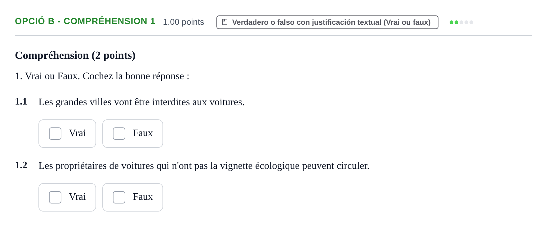 Enunciado: Ejercicio Opció B - Compréhension 1 · Francés PAU Baleares Extraordinaria 2023