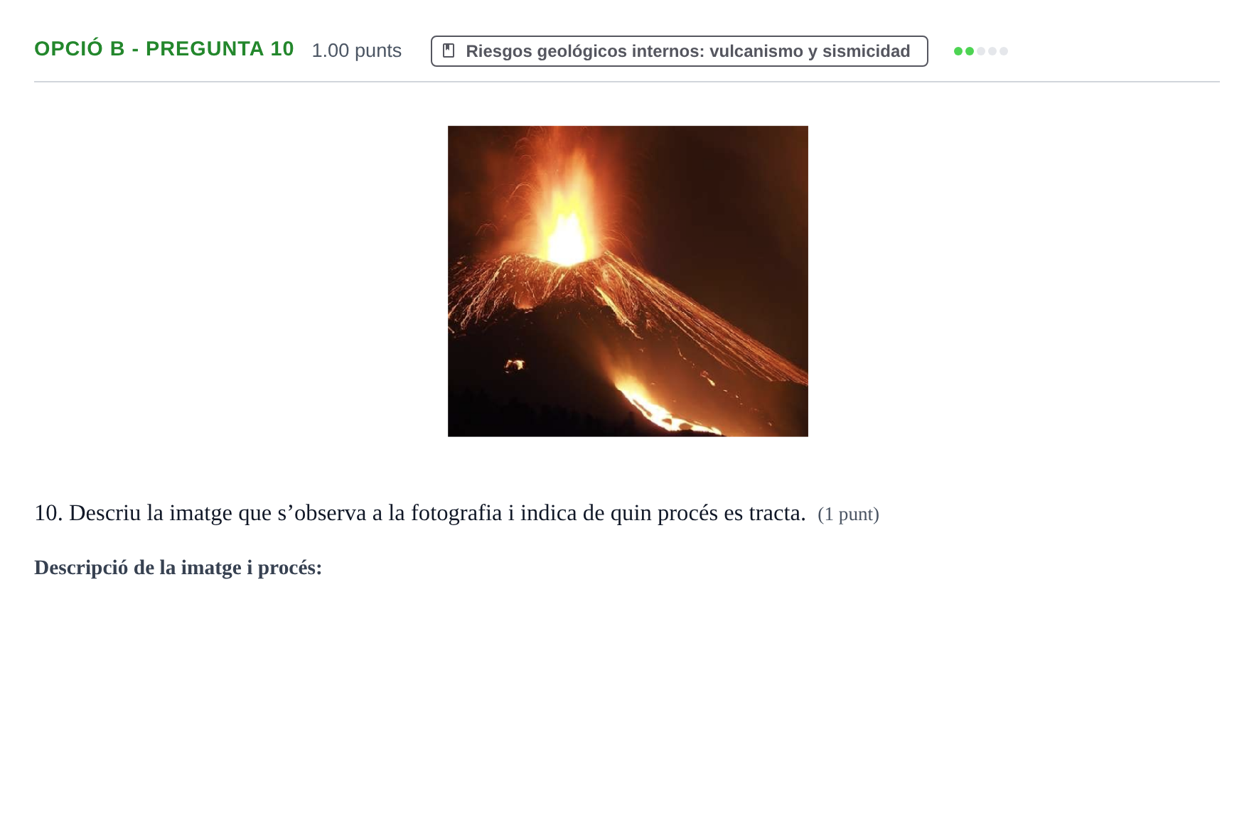 Enunciado: Ejercicio Opció B - Pregunta 10 · Geología y Ciencias Ambientales PAU Baleares Extraordinaria 2023