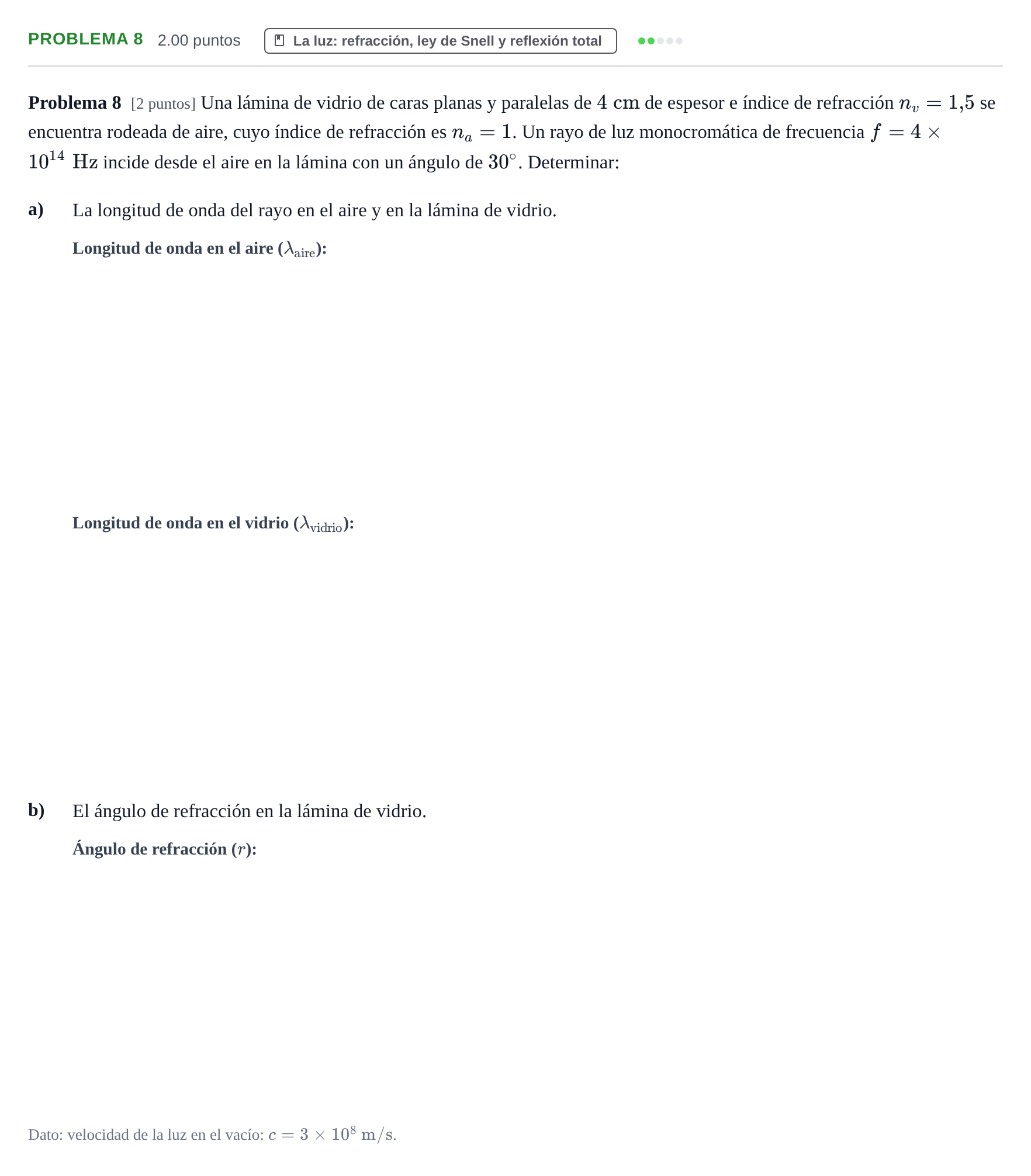 Enunciado: Problema 8 · Física PAU La Rioja Ordinaria 2024
