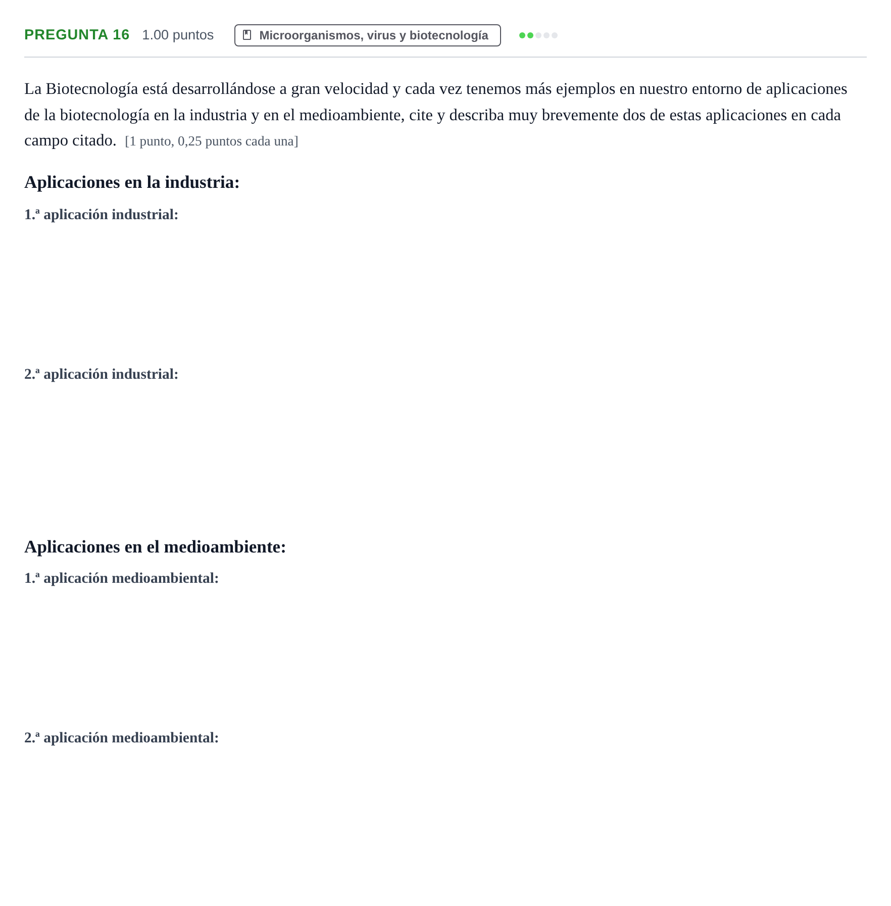 Enunciado: Pregunta 16 · Biología PAU La Rioja Extraordinaria 2024
