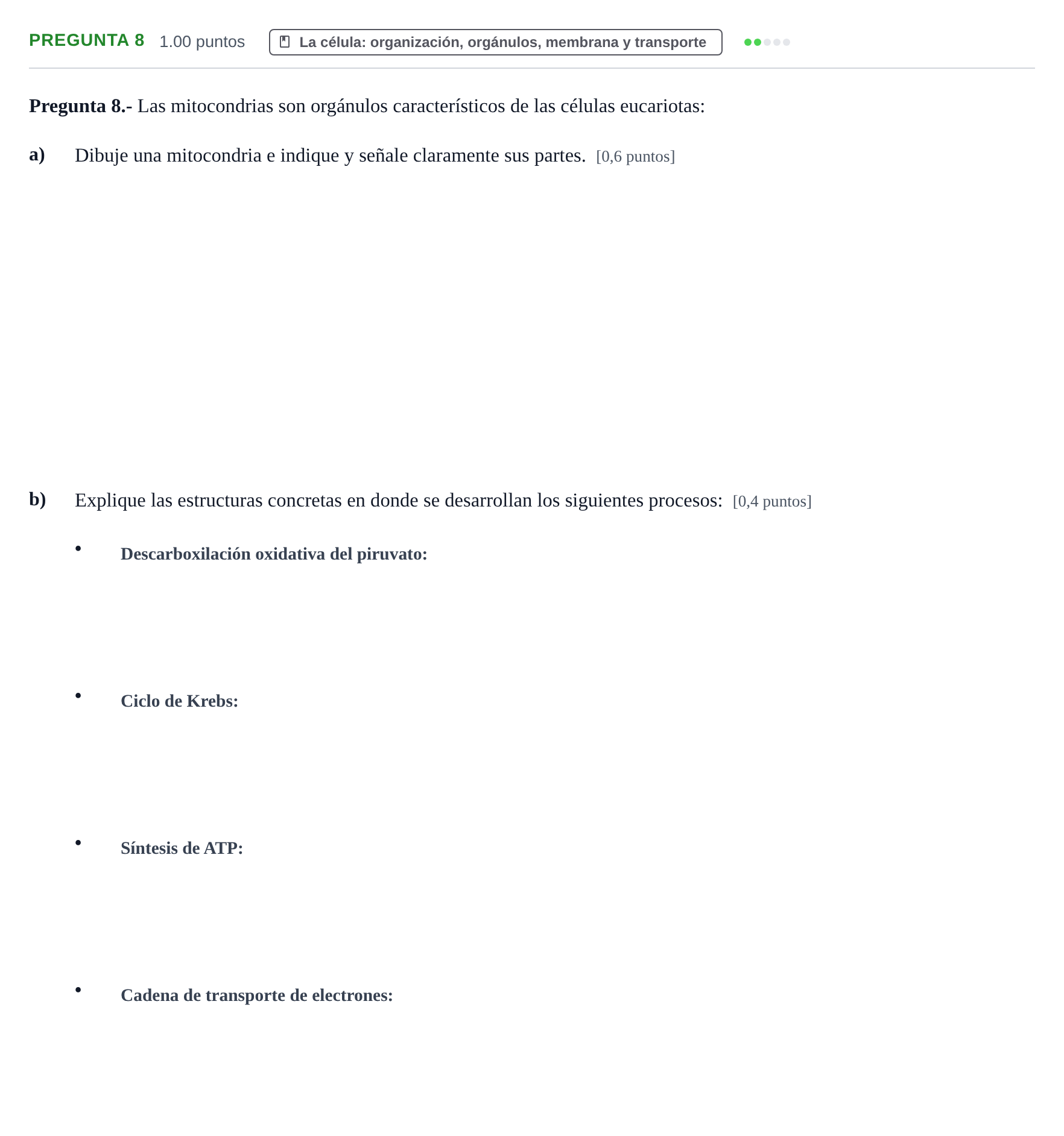 Enunciado: Pregunta 8 · Biología PAU La Rioja Extraordinaria 2024