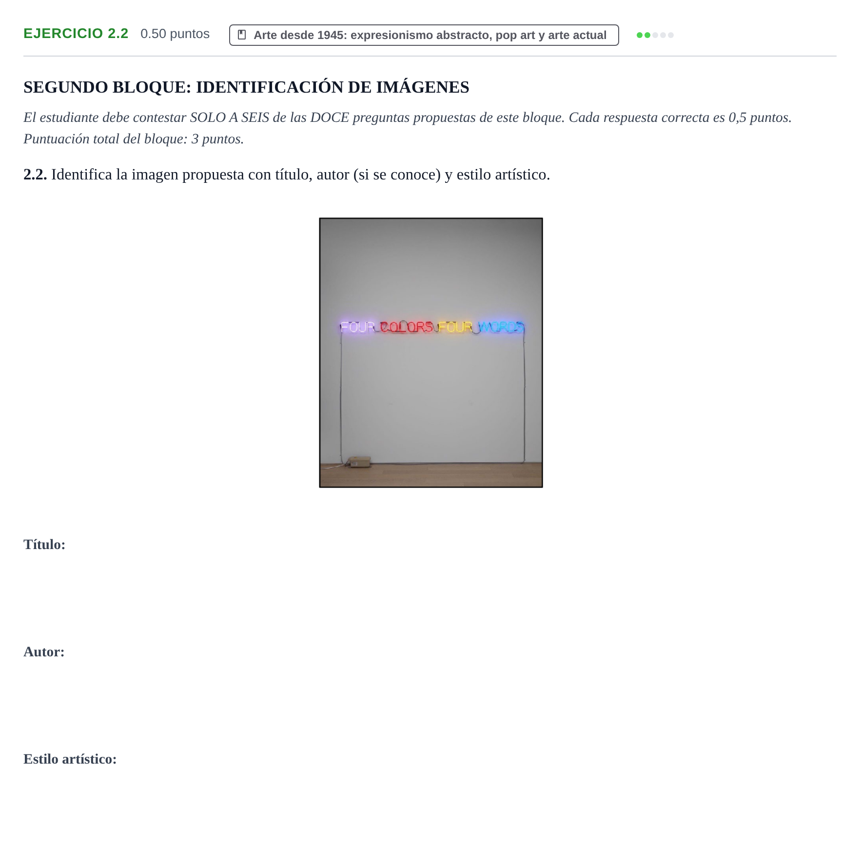 Enunciado: Ejercicio 2.2 · Fundamentos Artísticos PAU La Rioja Extraordinaria 2024