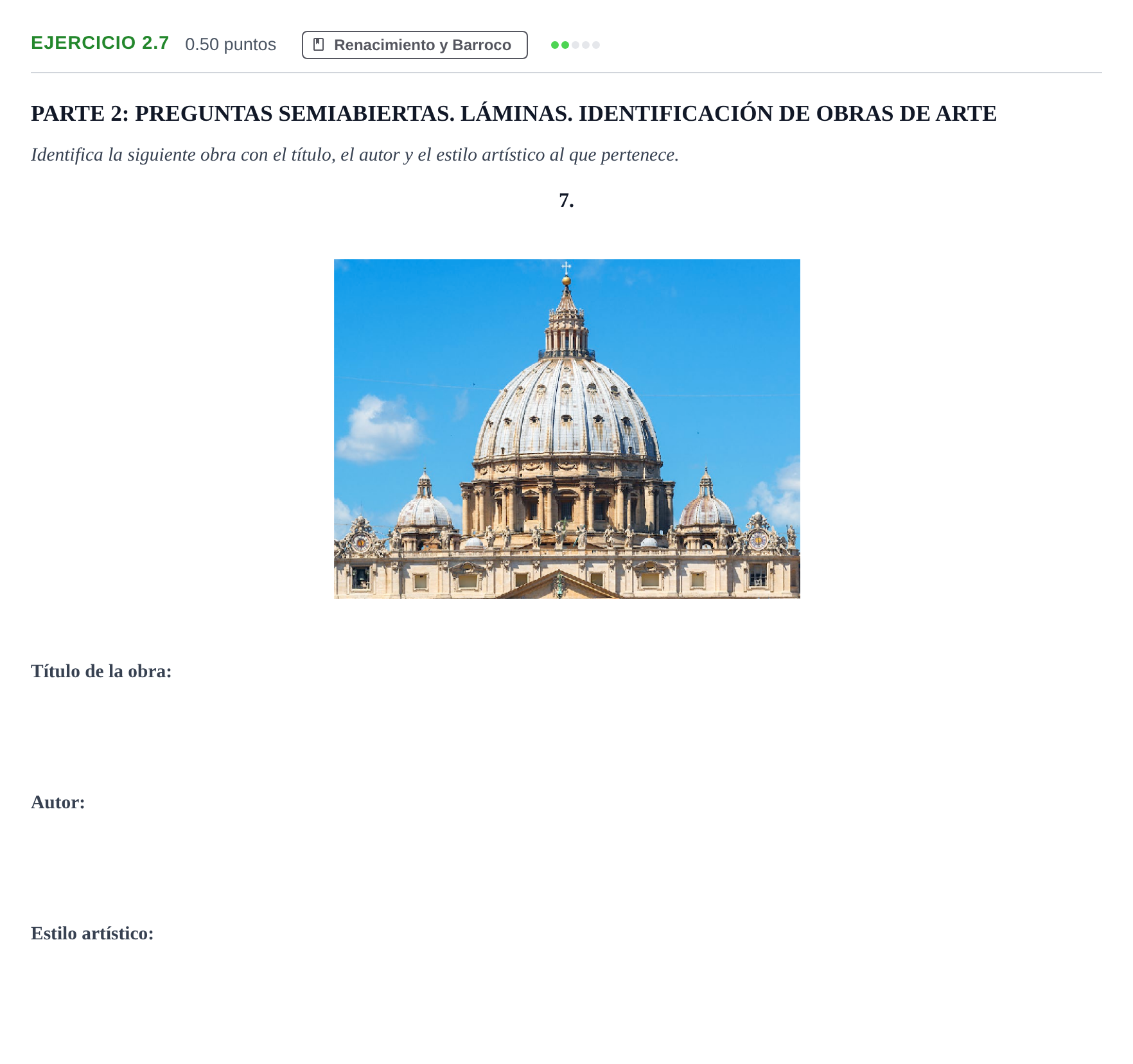 Enunciado: Ejercicio 2.7 · Fundamentos Artísticos PAU La Rioja Extraordinaria 2024