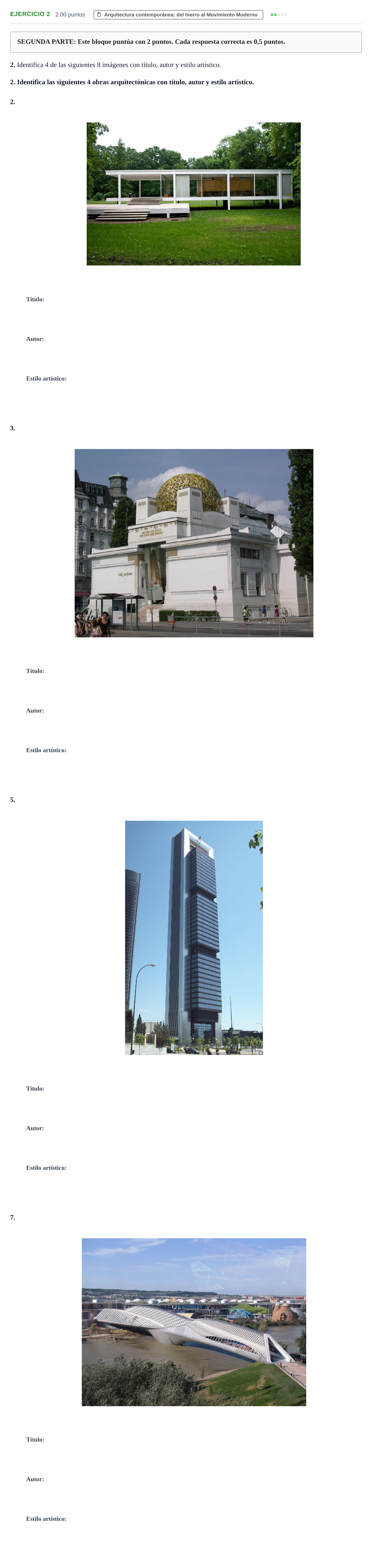 Enunciado: Ejercicio 2 - Arquitectura contemporánea · Fundamentos Artísticos PAU La Rioja Extraordinaria (Fundamentos del Arte II) 2024