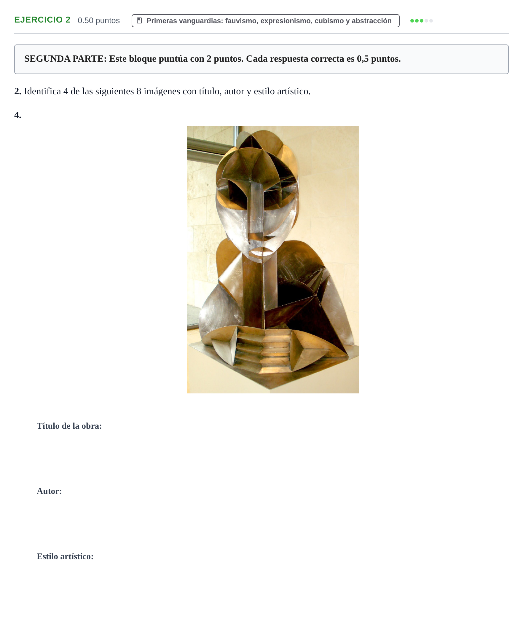 Enunciado: Ejercicio 2 - Primeras vanguardias · Fundamentos Artísticos PAU La Rioja Extraordinaria (Fundamentos del Arte II) 2024