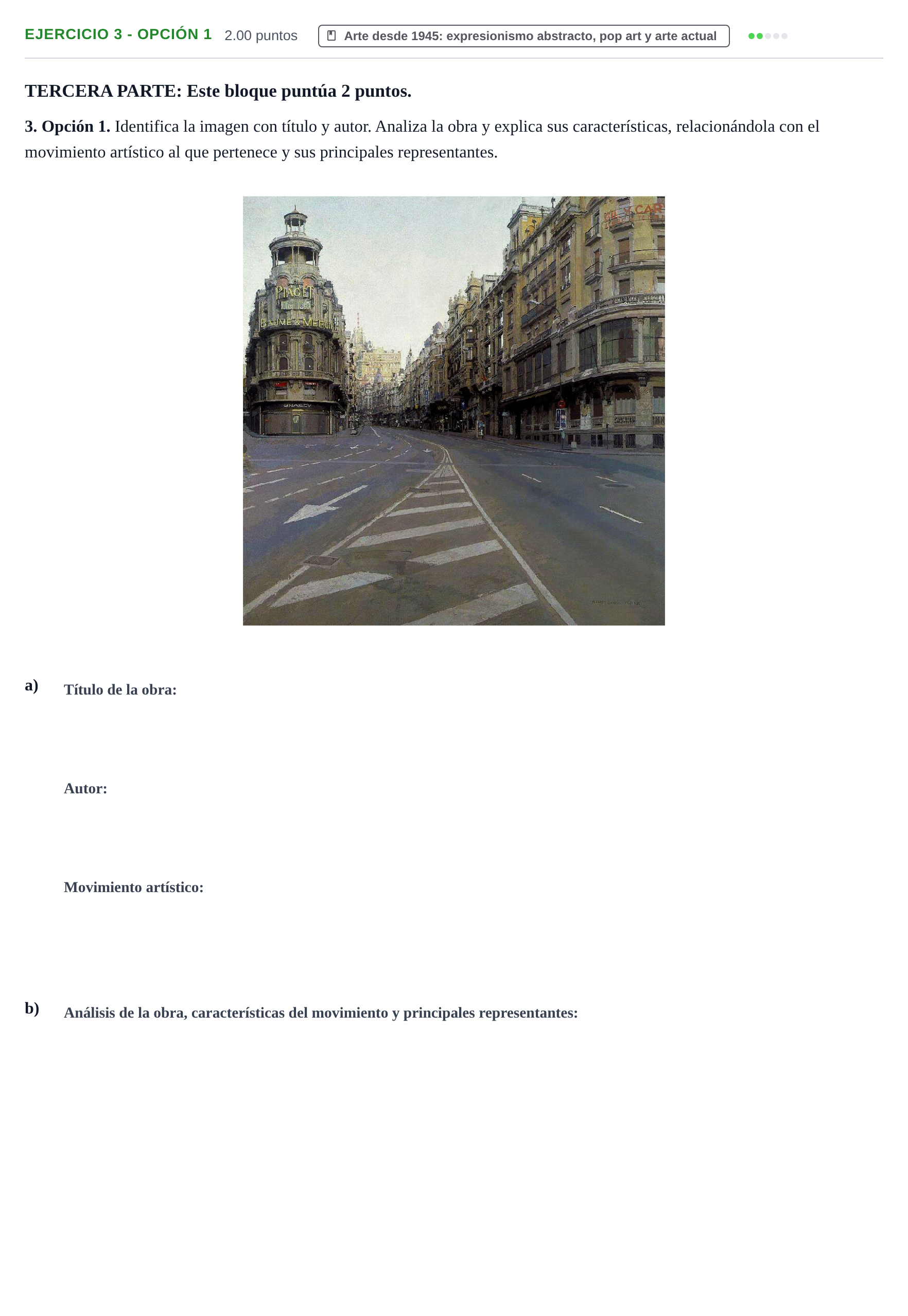 Enunciado: Ejercicio 3 - Opción 1 · Fundamentos Artísticos PAU La Rioja Extraordinaria (Fundamentos del Arte II) 2024