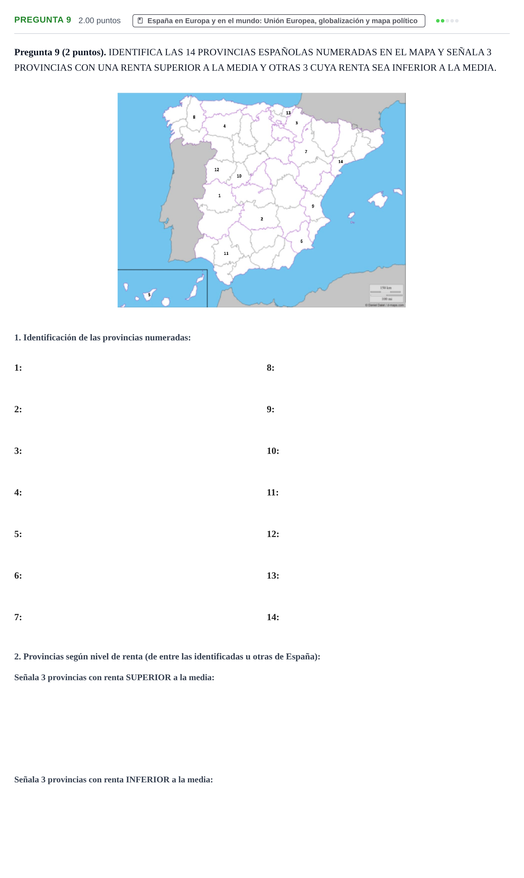 Enunciado: Pregunta 9 · Geografía PAU La Rioja Extraordinaria 2024