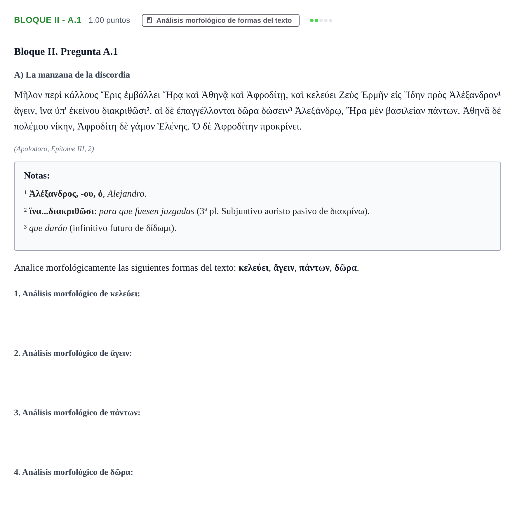 Enunciado: Bloque II - A.1 · Griego II PAU La Rioja Ordinaria 2024