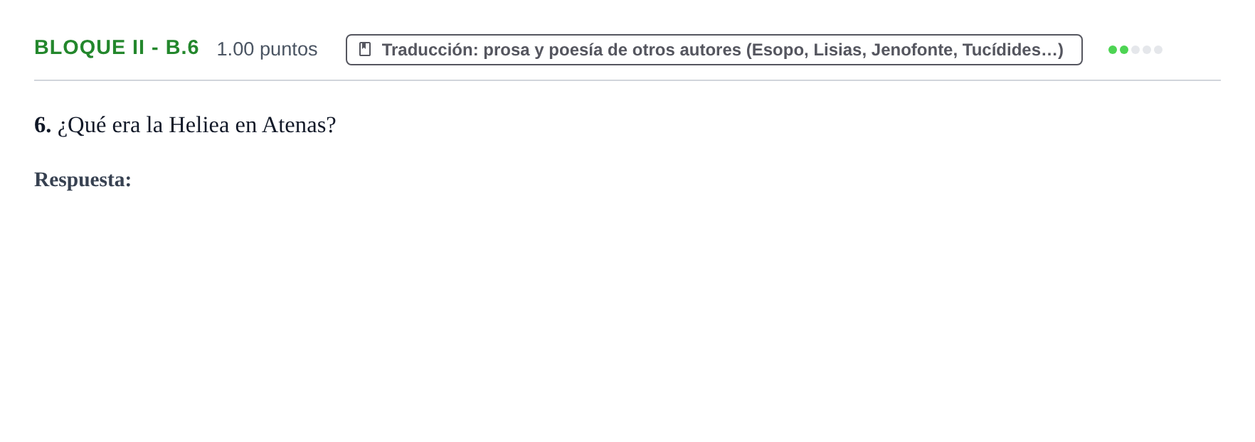 Enunciado: Bloque II - B.6 · Griego II PAU La Rioja Ordinaria 2024