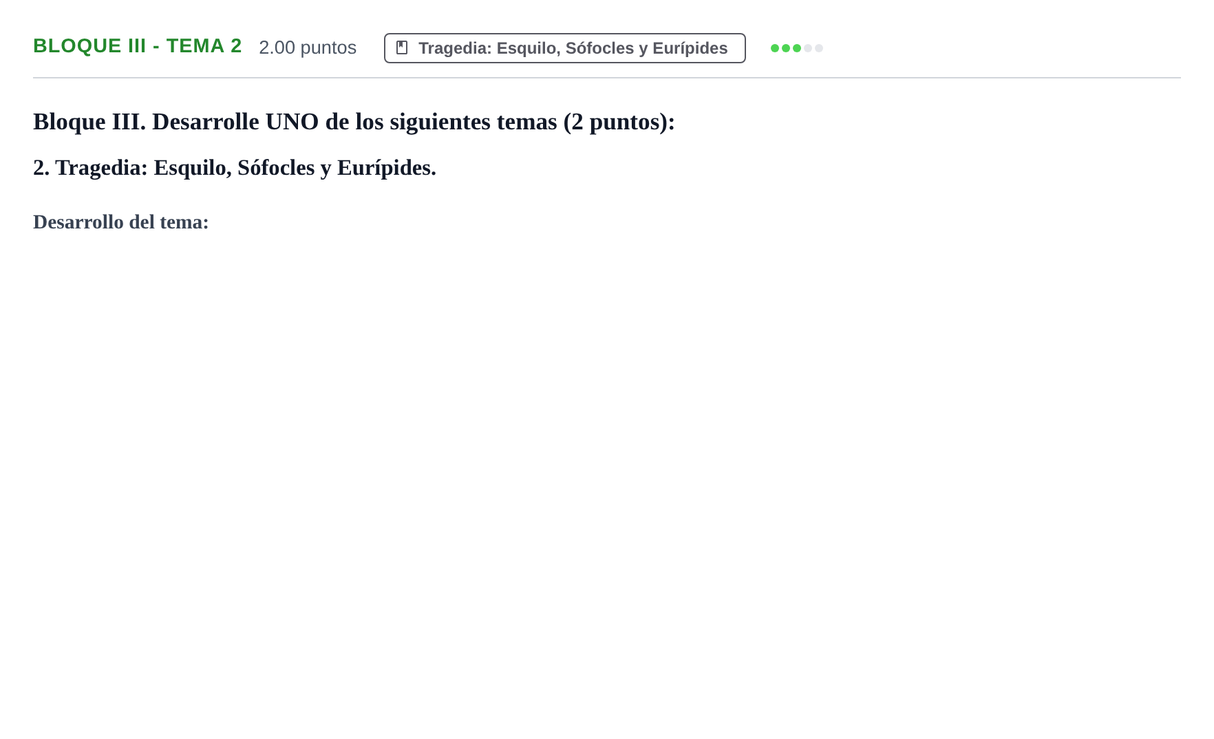 Enunciado: Bloque III - Tema 2 · Griego II PAU La Rioja Ordinaria 2024