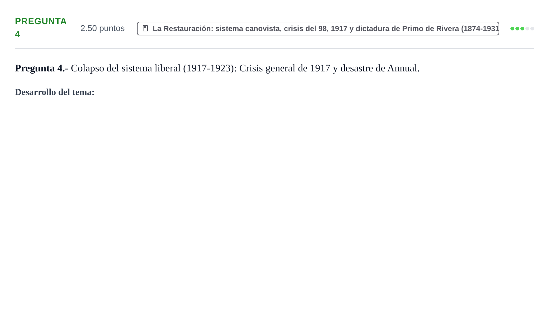 Enunciado: Pregunta 4 · Historia de España PAU La Rioja Ordinaria 2024